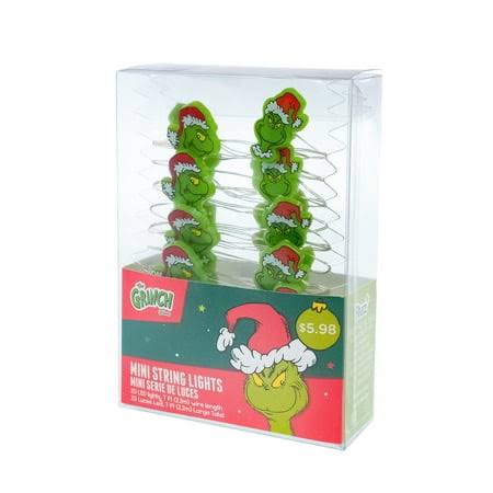 Dr Seuss' The Grinch Who Stole Christmas, The Grinch, 20 Count LED Micro String Lights, 7 Feet Long - Product image 1