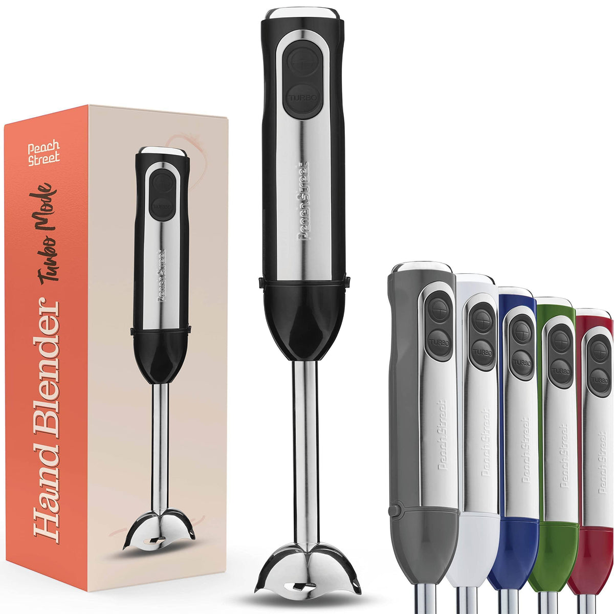 Peach Street Powerful Immersion Blender, Electric Hand Blender 500 Watt with Turbo Mode, Detachable Base - Product image 1