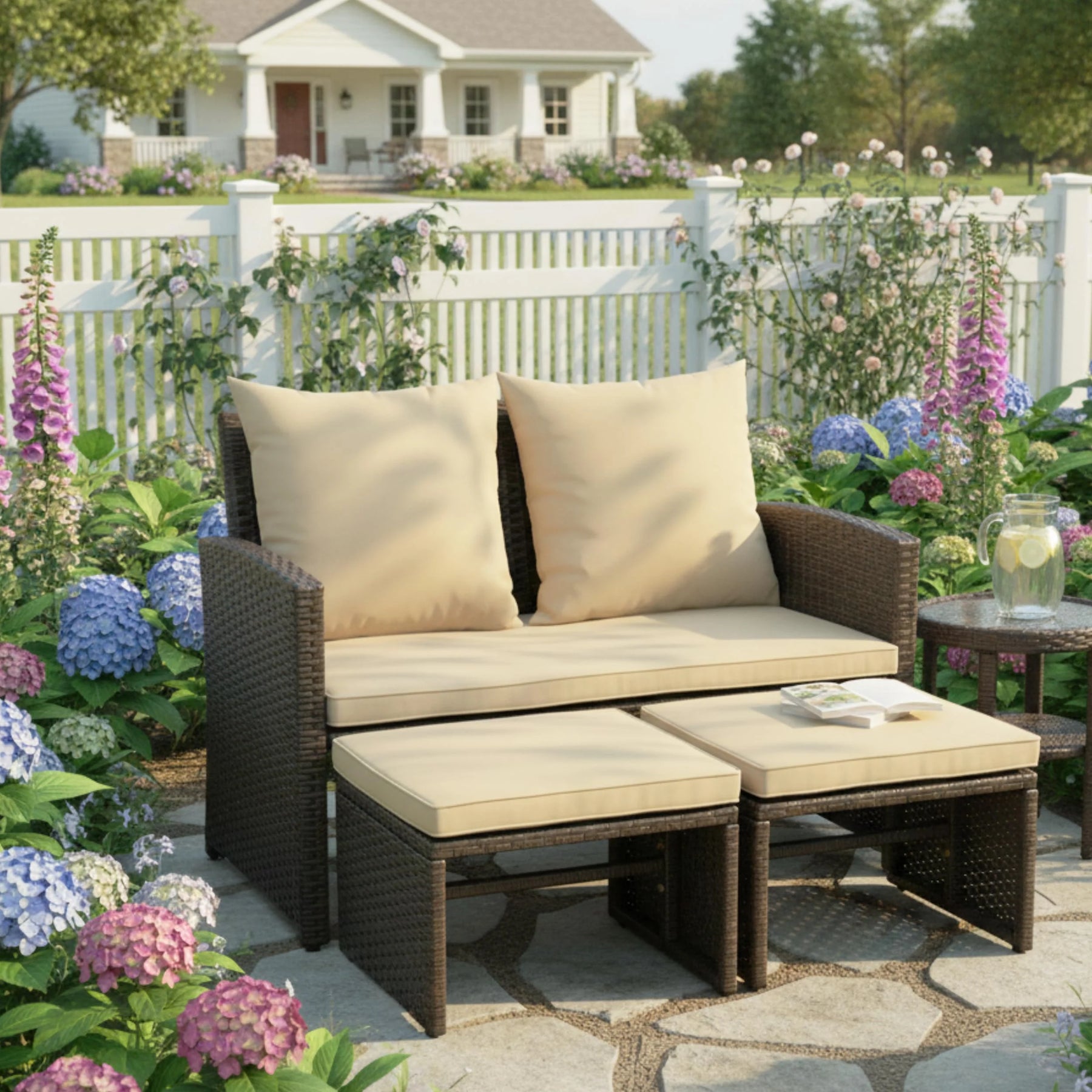Tangkula 3 Pieces Patio PE Wicker Furniture Set with Cushions - Product image 2