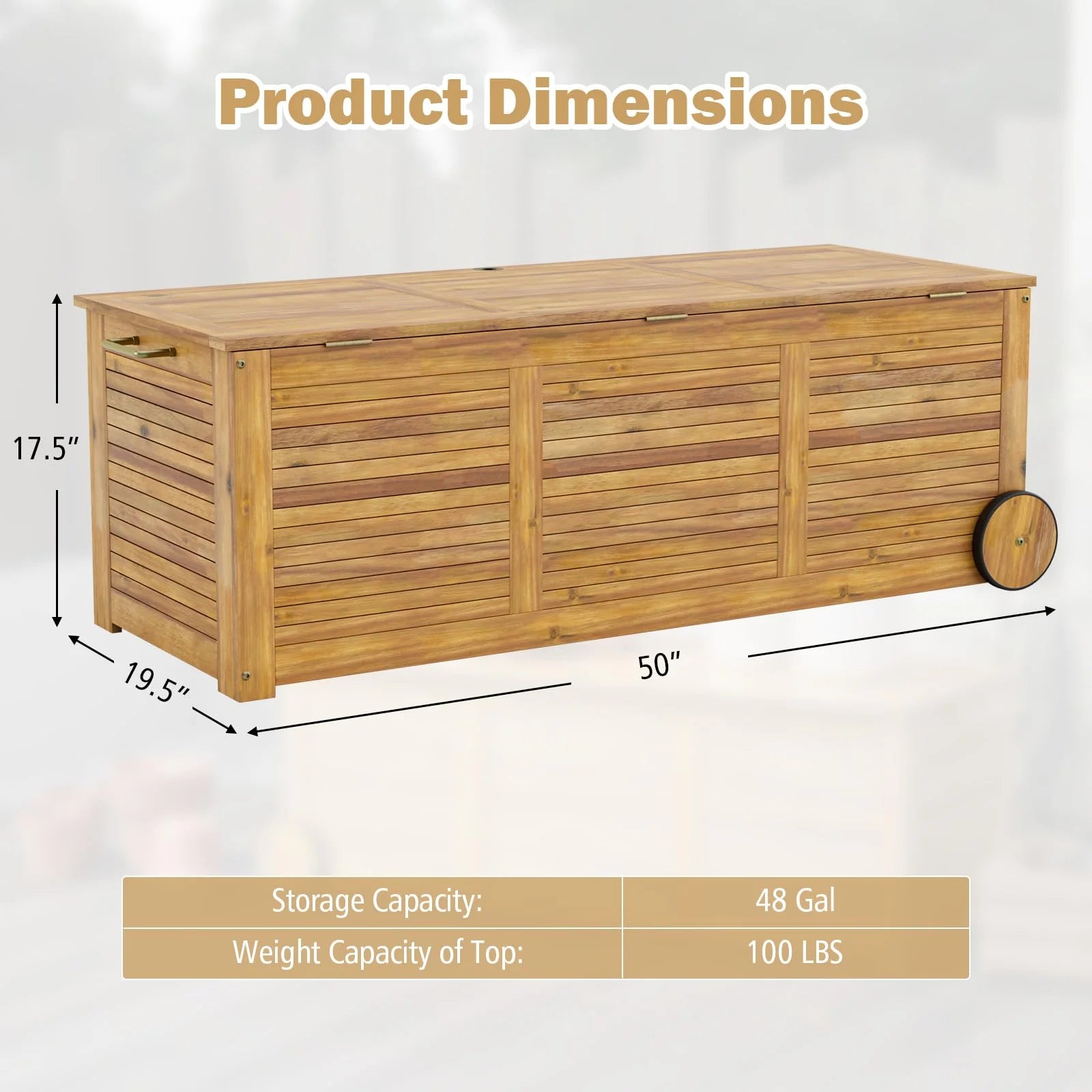 Tangkula 48 Gallon Outdoor Storage Box with Wheels - Product image 4