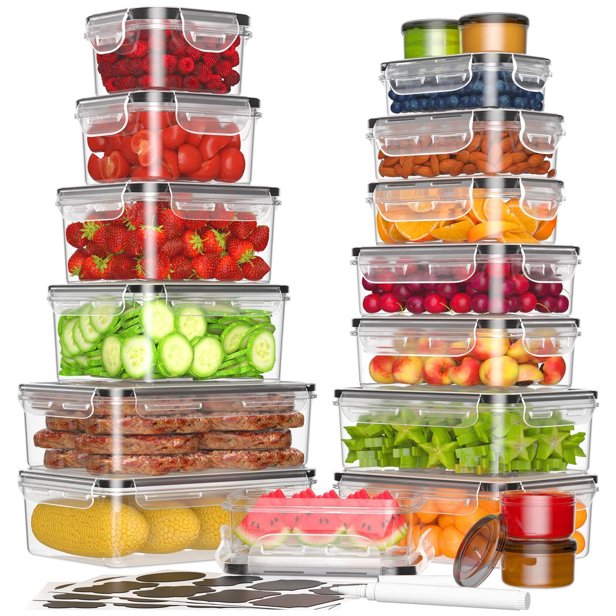 KEMETHY 36-Piece Food Storage Containers with Lids Airtight(18 Containers & 18 Lids) Plastic Food - Product image 1
