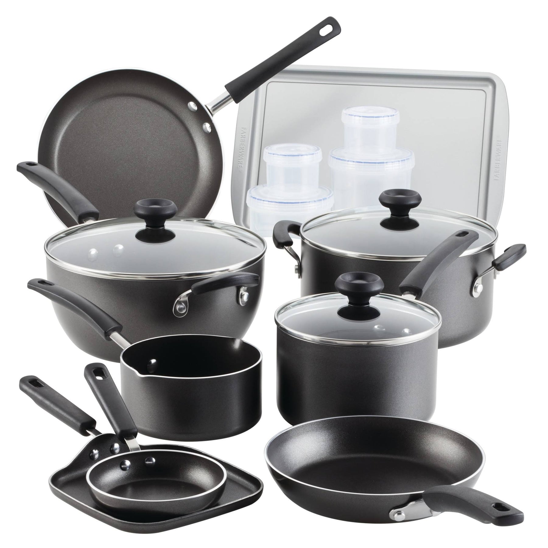 Farberware 20 PC Easy Clean Aluminum Nonstick Cookware Pots and Pans Set Gray - Product image 1