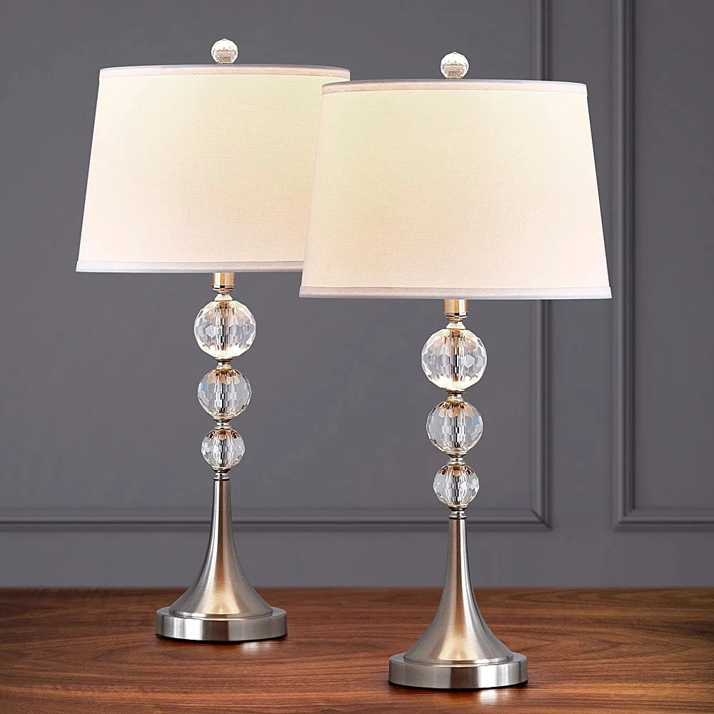 Homeglam Madison 27 - Inch Crystal Ball Metal Table Lamp (Set of 2) Brushed Nickel - Product image 3