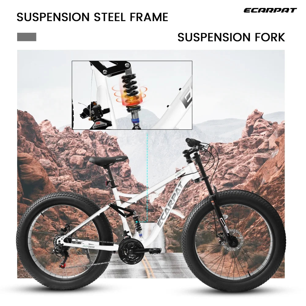 26 in Mountain Bike for Men, 26*4" Fat Tire Mountain Bicycles, Full - Suspension 21 - Product image 5