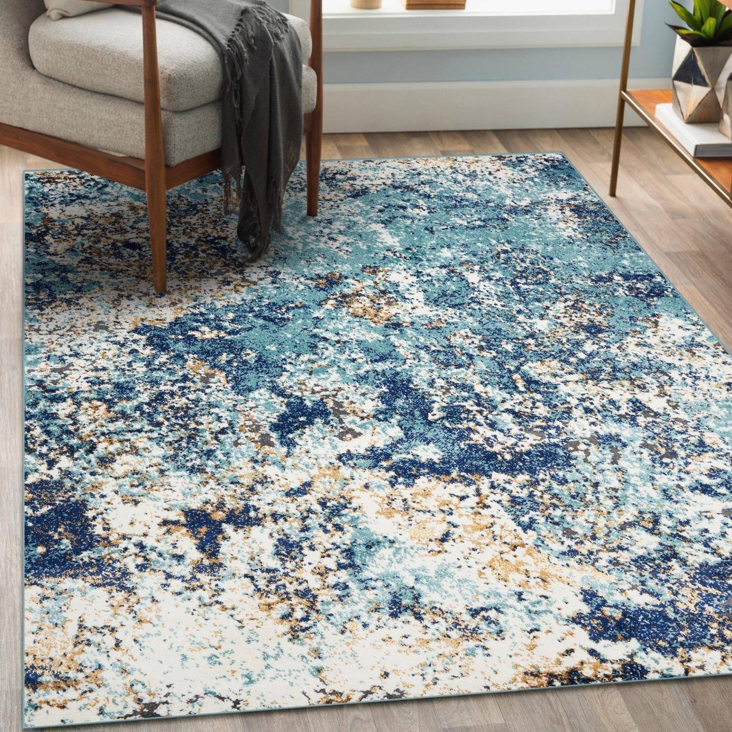 Luxe Weavers Beverly Collection Blue 2x3 Modern Abstract Area Rug - Product image 1