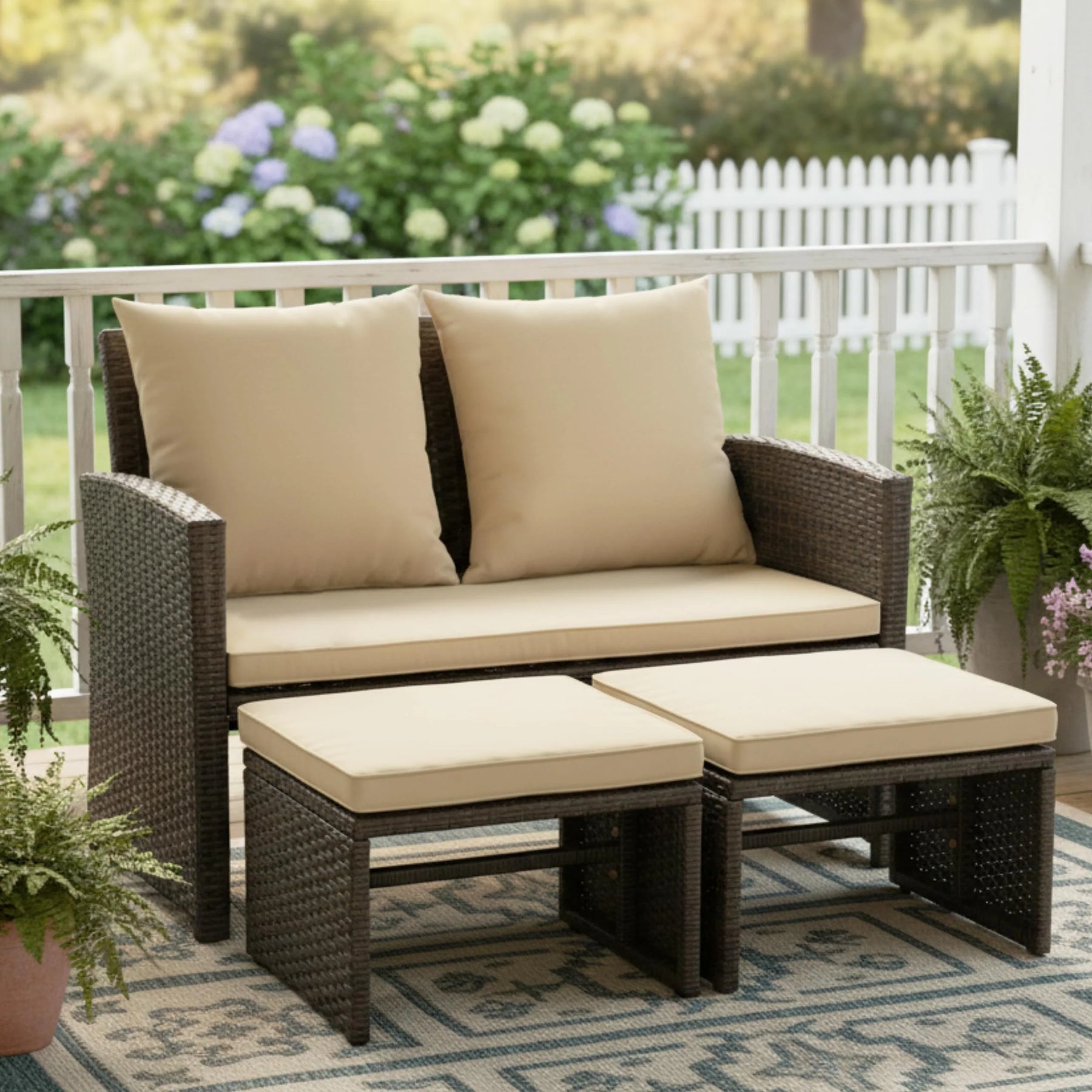 Tangkula 3 Pieces Patio PE Wicker Furniture Set with Cushions - Product image 1