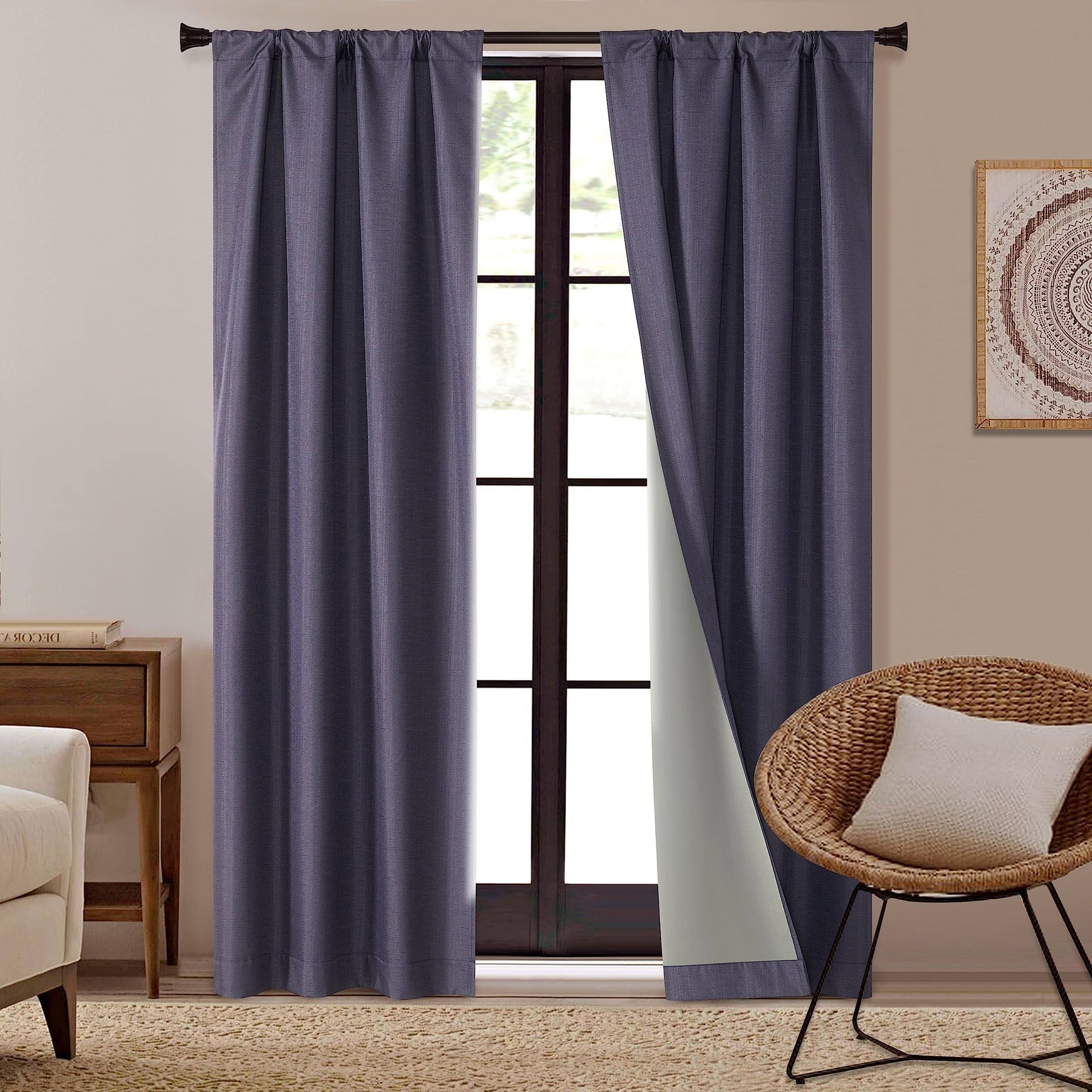 Dearfoams Energy Efficient Total Blackout Curtain Window Panel Set of 2, 37" x 95" Navy - Product image 1