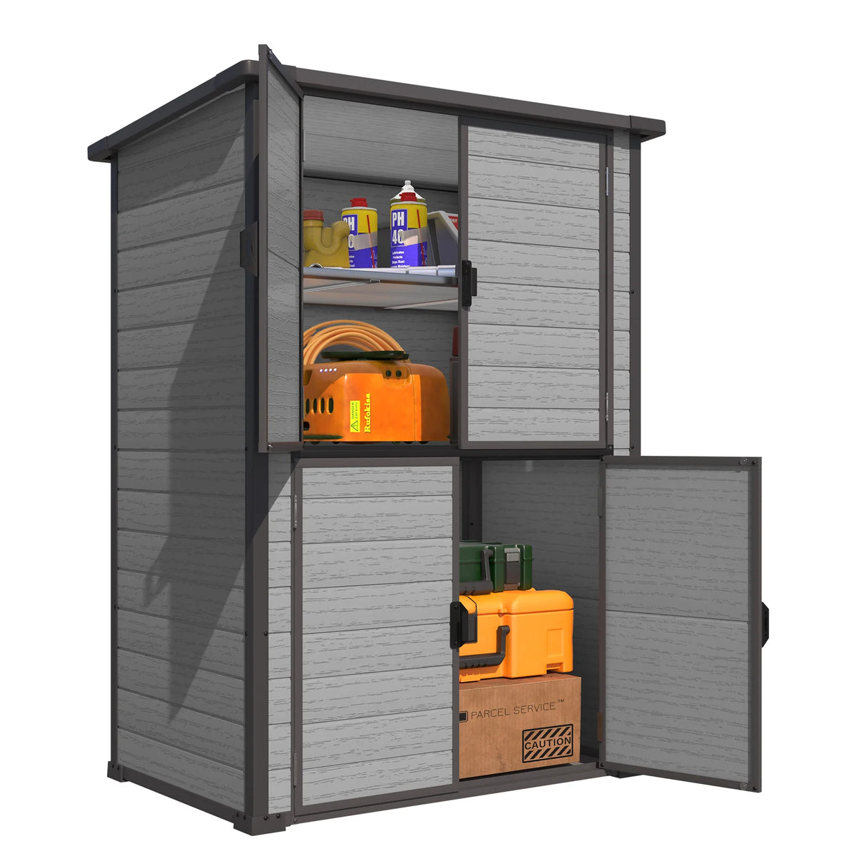 AECOJOY 58 Cu.Ft Resin Outdoor Storage Cabinet Waterproof with Shelves, Dark Gray - Product image 1