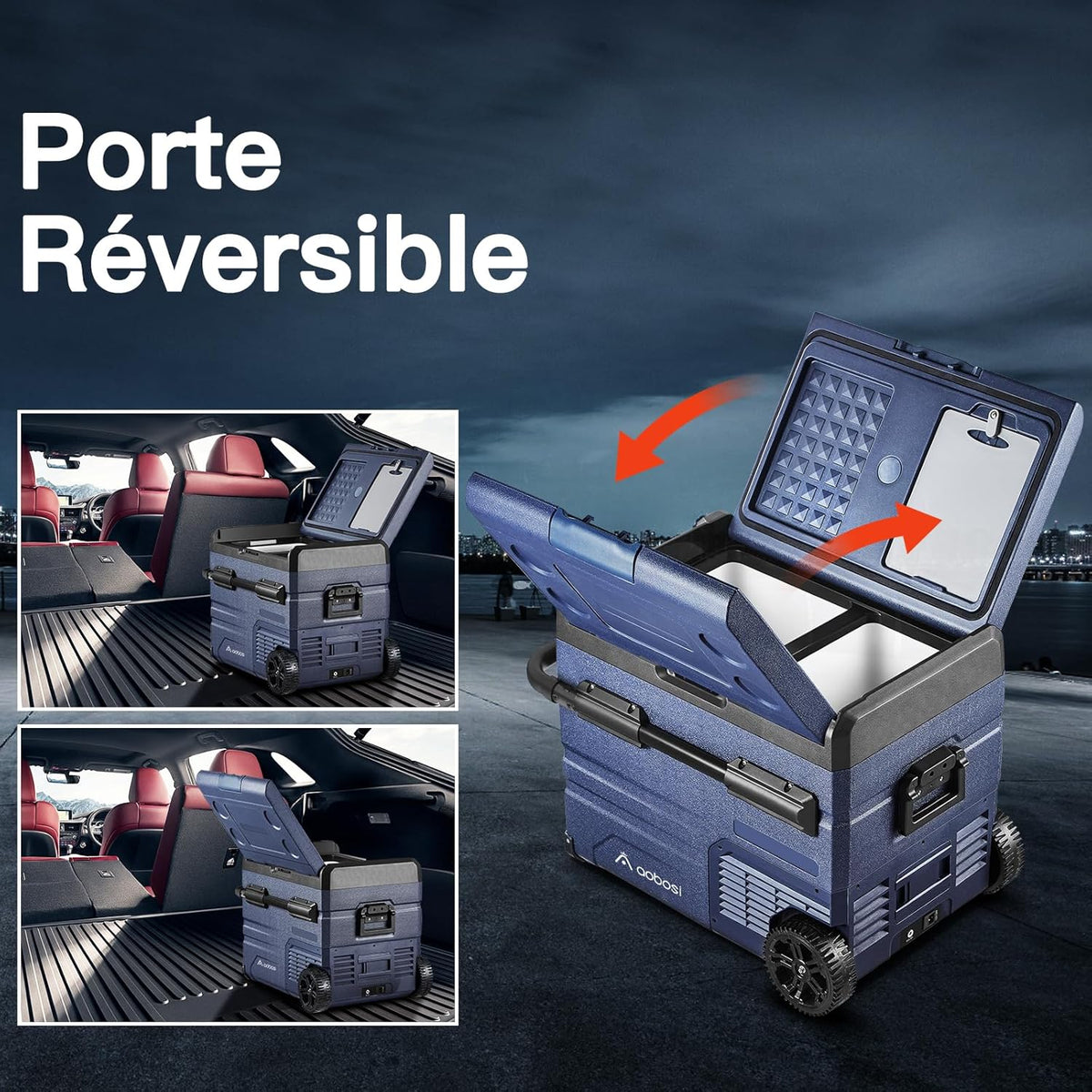 115L Double Zone Electric Cooler, WiFi APP Compression Cooler, 12 V/24 V and 100-240 V Camping Fridge, -20 to 20 for Car, Truck, Boat, Camping, Car, Caravans, Traveling, Home