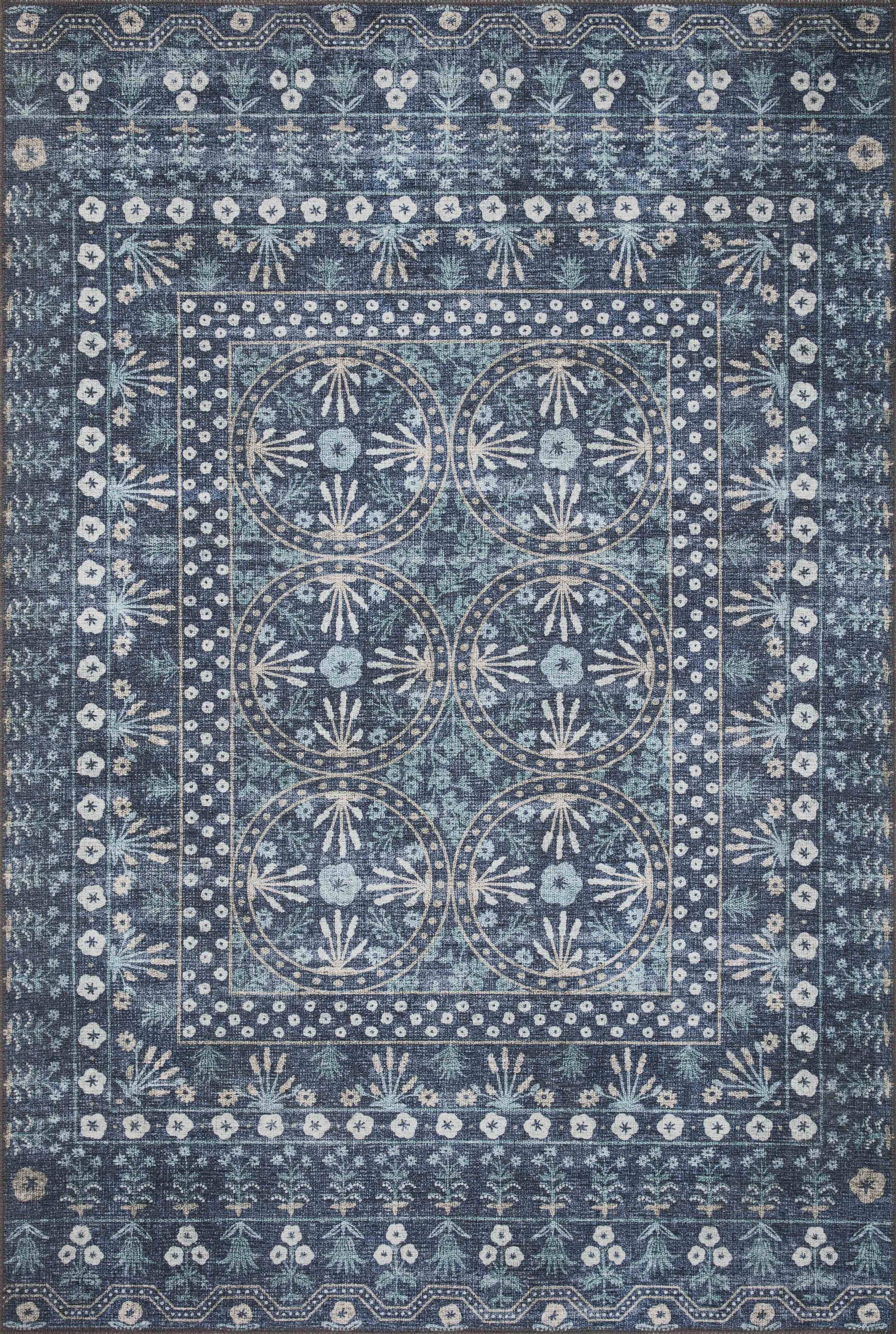 Rifle Paper Co. x Loloi Maison MAO-03 Rosette Blue Area Rug 2' x 5' - Product image 1