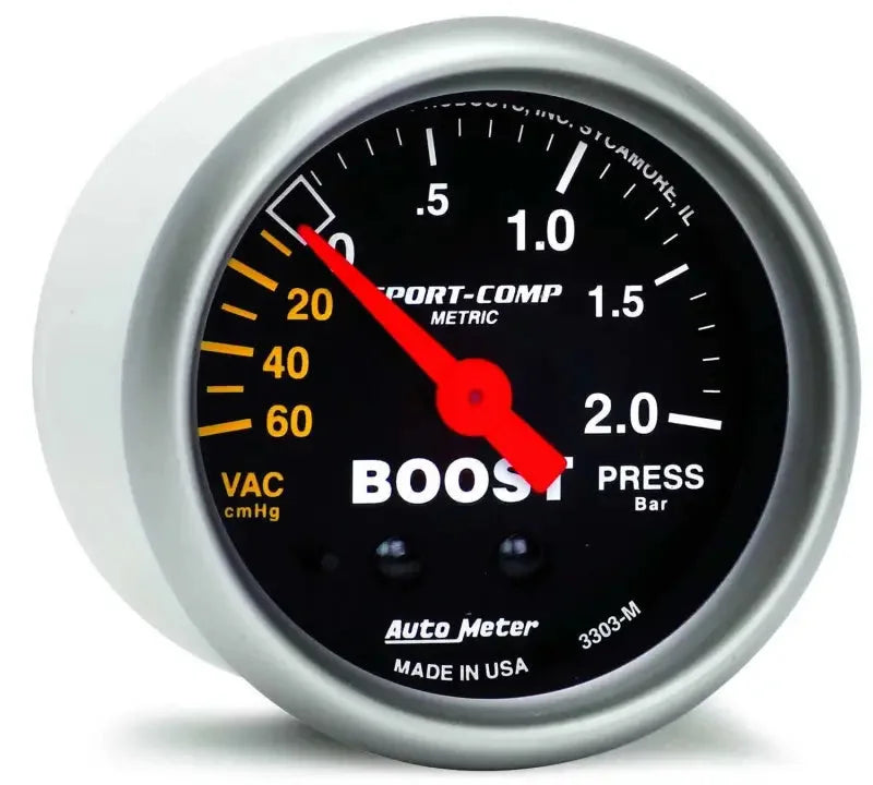 3303 Auto Meter Products Gauge Boost/ Vacuum 2-1/16 Inch