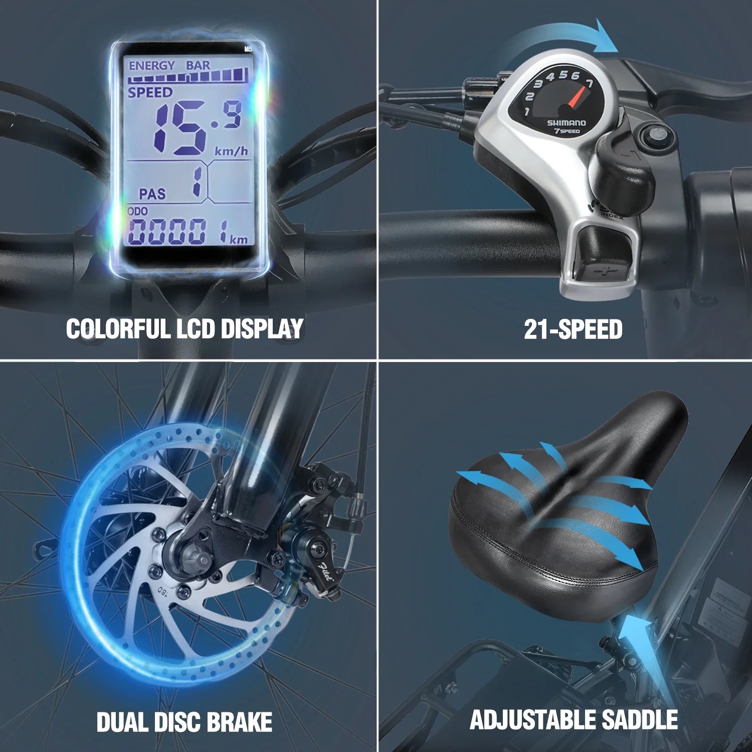Dual Motor PEAK 3000W Electric Bike for Adults, 31mph 48V 23ah Electric Bicycle - Product image 13