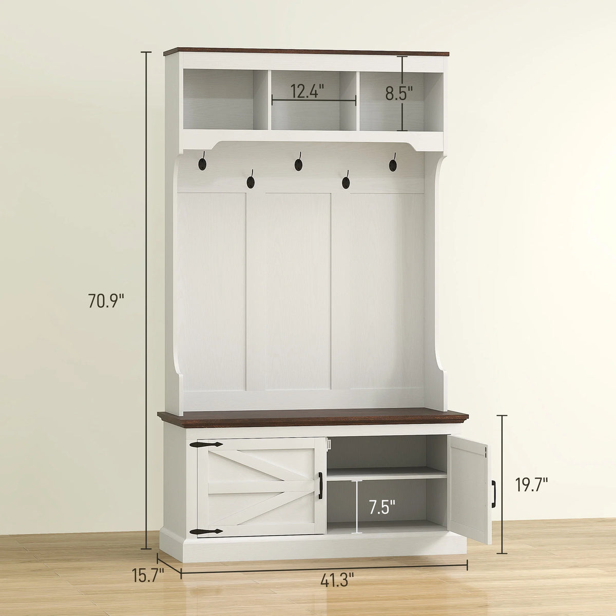 HOMCOM 3 - in - 1 Hall Tree with Shoe Storage, Standing Coat Rack with Shoe Bench - Product image 8