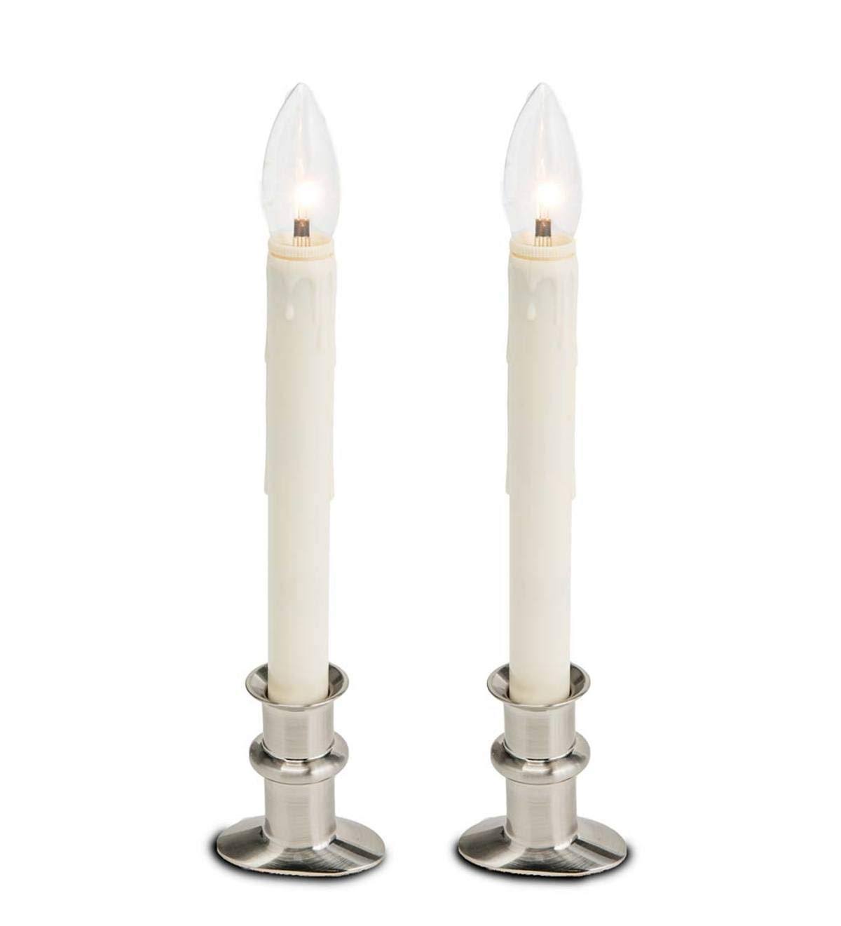 Plow & Hearth Adjustable Window Hugger Candles, Set of 2 - Pewter - Product image 1