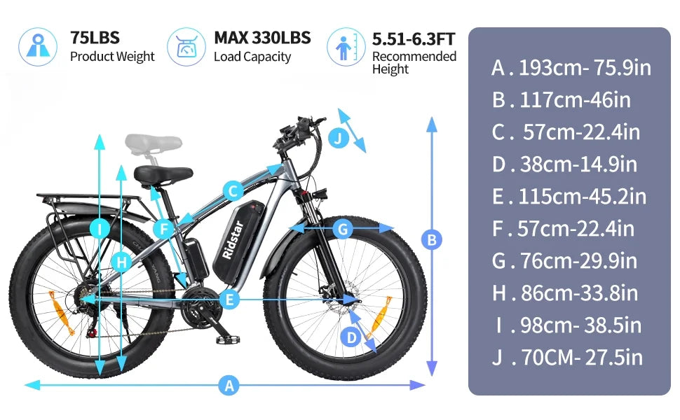Dual Motor PEAK 3000W Electric Bike for Adults, 31mph 48V 23ah Electric Bicycle - Product image 19