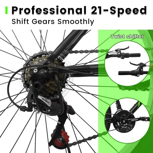 POWANLI 26" Mountain Bike for Women, 21 Speeds Mountain Bicycles with Dual Disc Brakes and 100mm Front - Product image 17