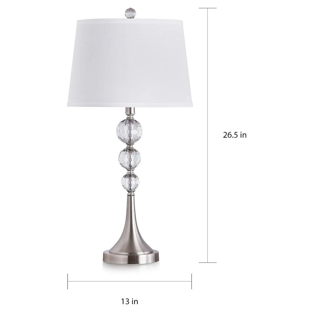 Homeglam Madison 27 - Inch Crystal Ball Metal Table Lamp (Set of 2) Brushed Nickel - Product image 6