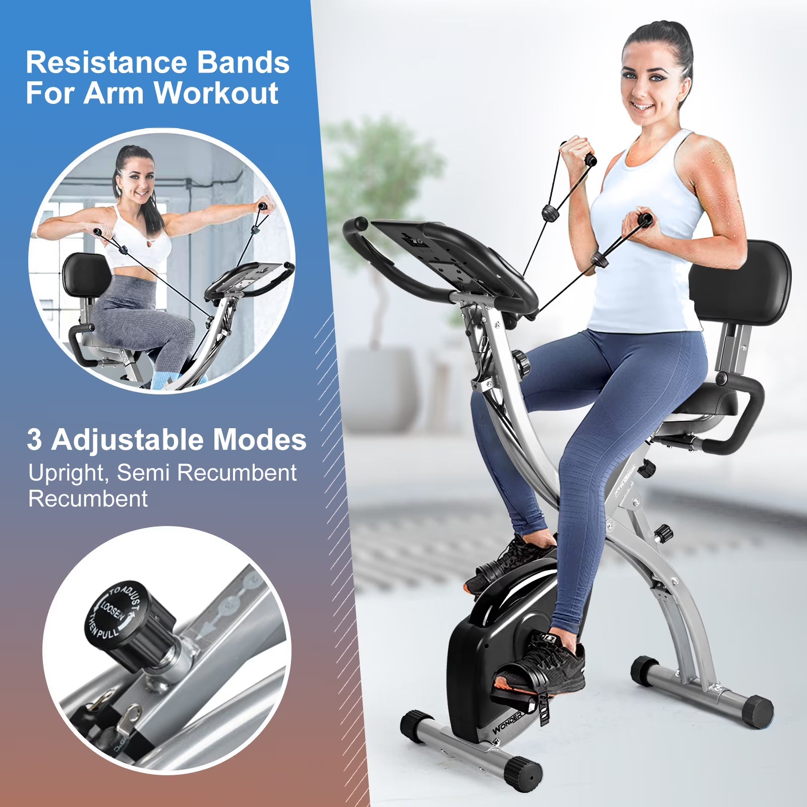 Wonder Maxi Foldable Exercise Bike for Home Magnetic Stationary Bike Indoor Cycling Upright Bicycle Indoor - Product image 1
