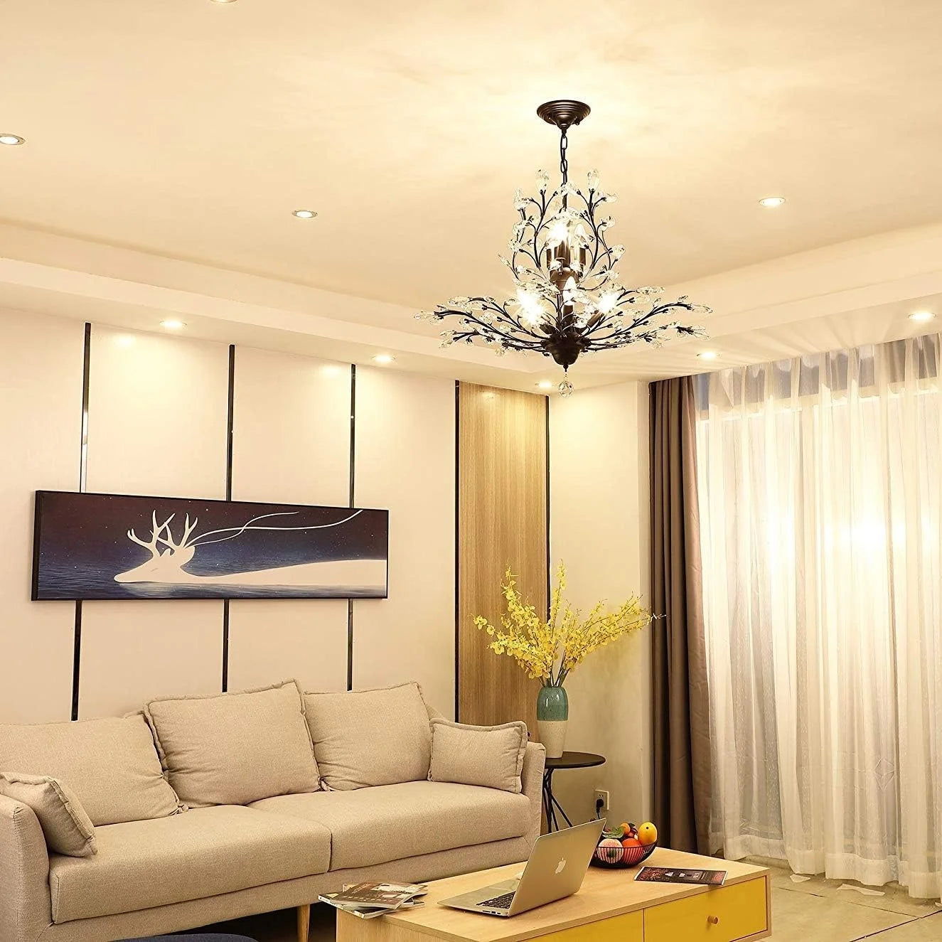 Ganeed Vintage 8 Lights Pendant Light Crystal Chandeliers Adjustable Ceiling Light for Living Room Bedroom - Product image 3