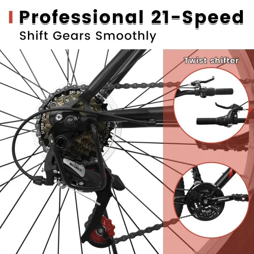POWANLI 26" Mountain Bike for Women, 21 Speeds Mountain Bicycles with Dual Disc Brakes and 100mm Front - Product image 24