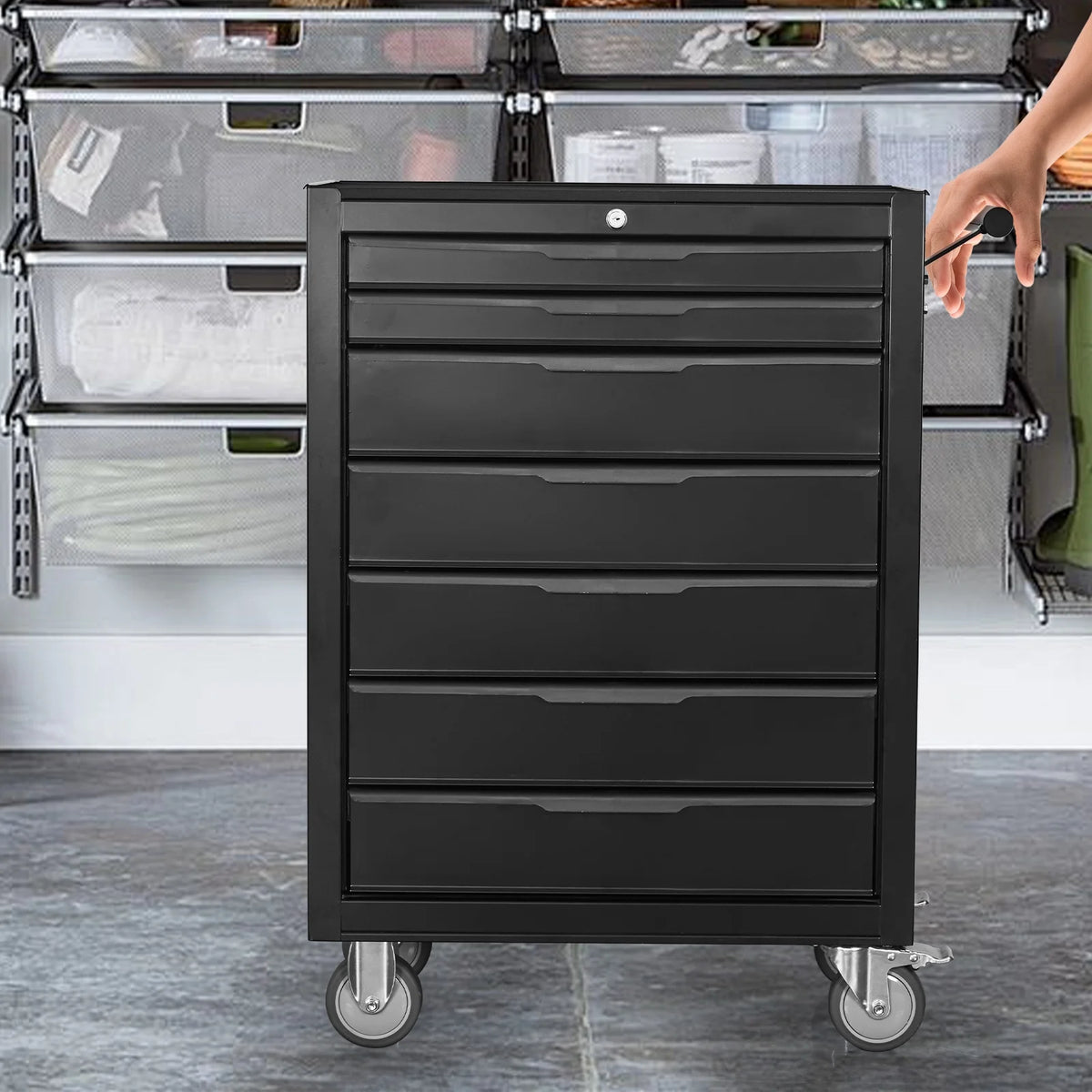 7 - Drawer Rolling Tool Chest Cabinet, Large Capacity Metal Tool Box with Wheels and Cylinder Locking - Product image 9