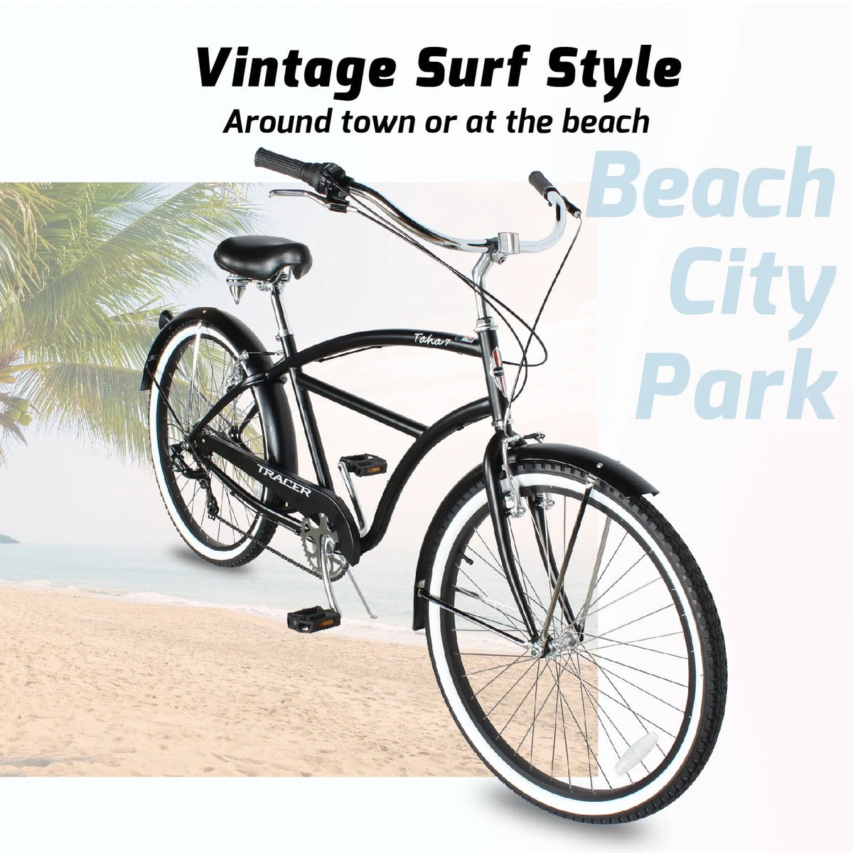 TRACER TAHA Beach Cruiser Bike for Men, 26 in Wheels, Hi Ten Steel Frame, 7 Speed, Hybrid Bike for Adults - Product image 5