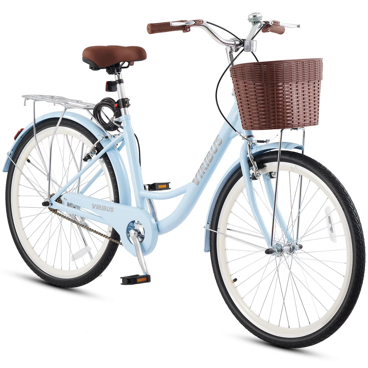 Viribus Women'S Comfort Bike 24 in Beach & City Cruiser Bicycle with Basket Rack White - Product image 5