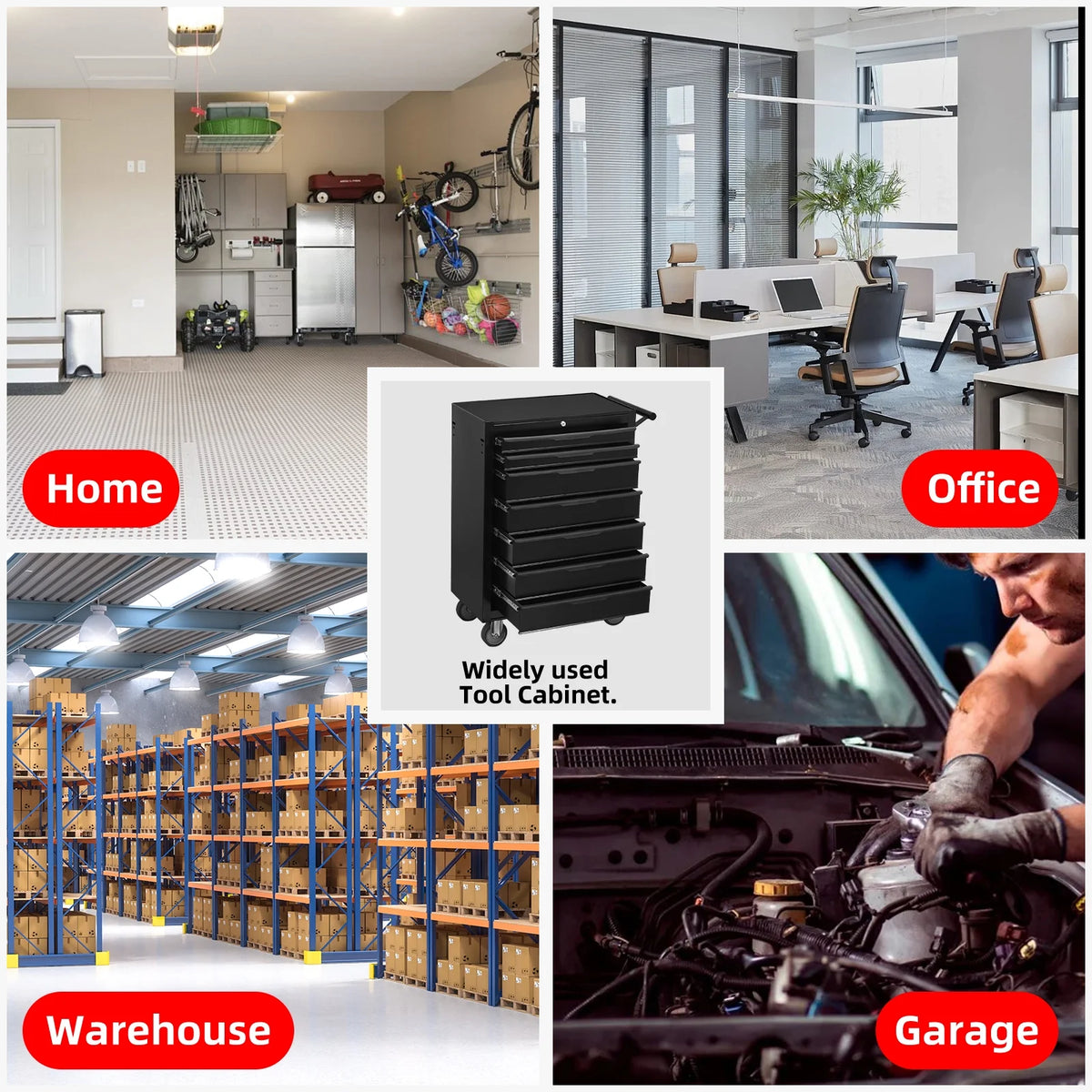 7 - Drawer Rolling Tool Chest Cabinet, Large Capacity Metal Tool Box with Wheels and Cylinder Locking - Product image 6