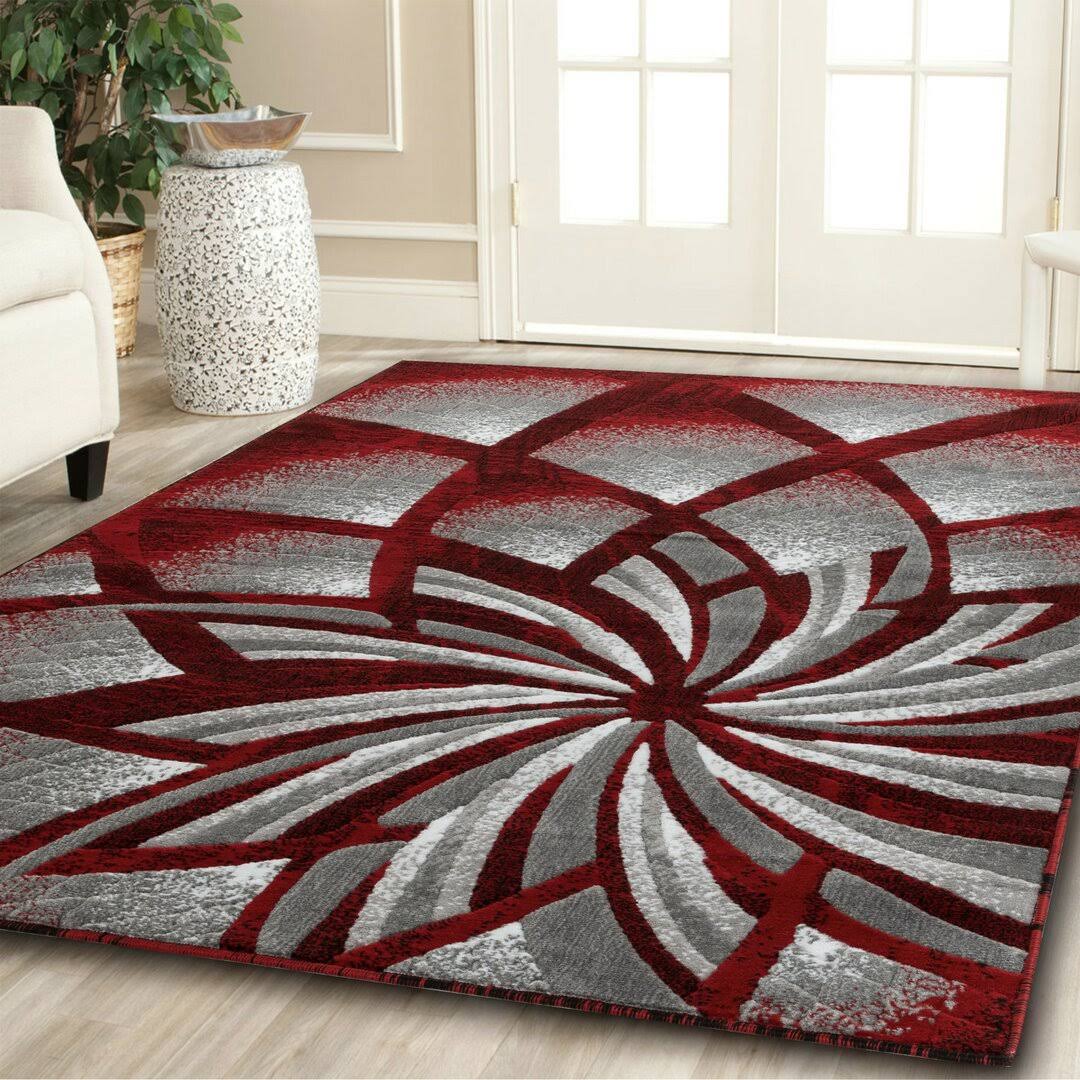 Delana New Modern Red/Cream/Gray Area Rug Orren Ellis Rug Size: Rectangle 3'7" x 5' - Product image 1