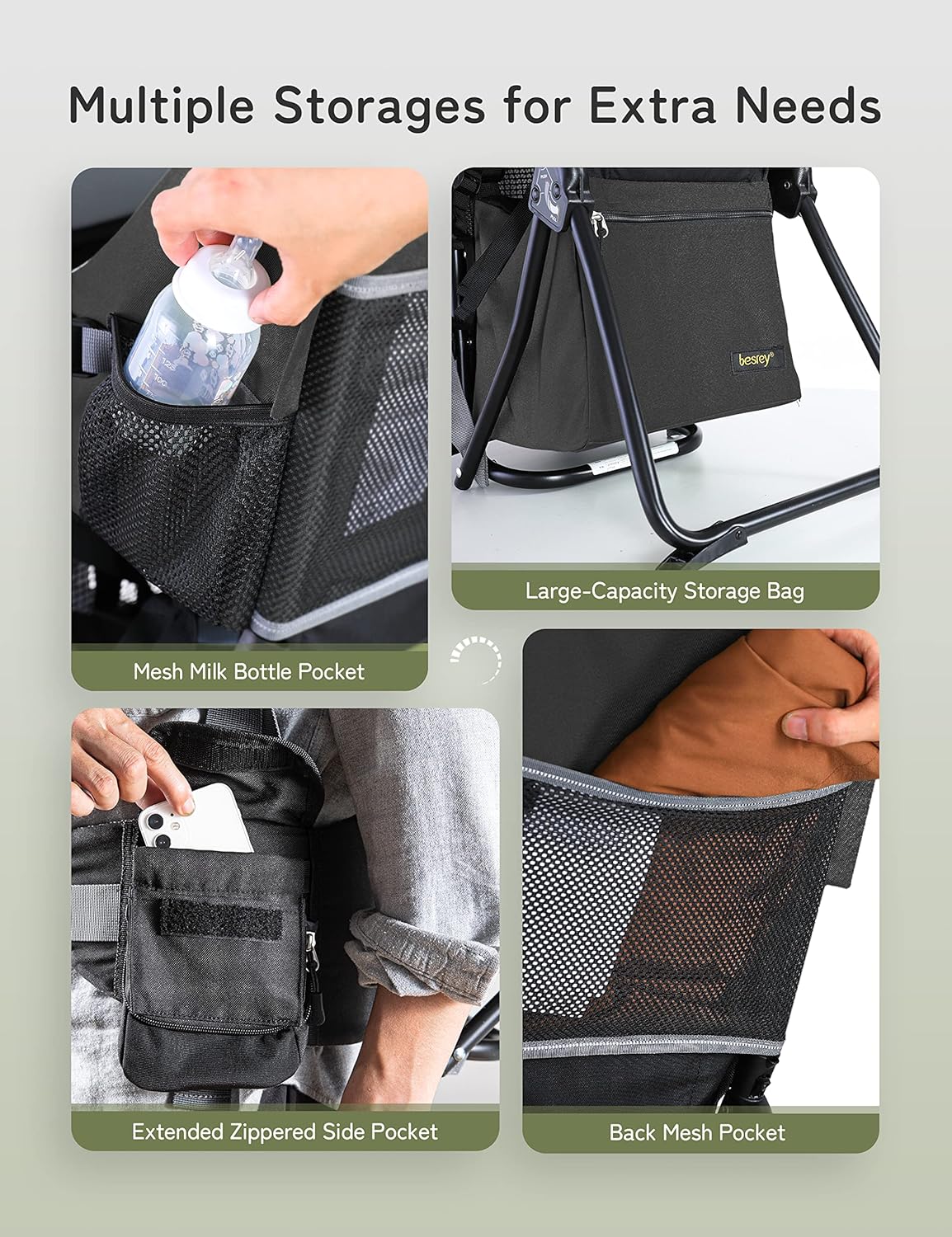 besrey Hiking baby carrier, Children's backpack, for outdoor use, Foldable - Black