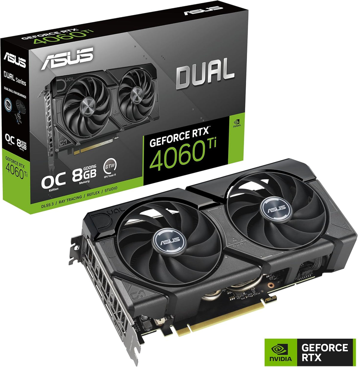 ASUS GeForce RTX 4060 TI Dual Evo 8G OC Gaming Graphics Card - Clock Boost 2595 MHz GDDR6X PCIe Gen 4 DLSS 3 3X DP v 1.4a HDMI 2.1a (Supports 4K and 8K HDR)