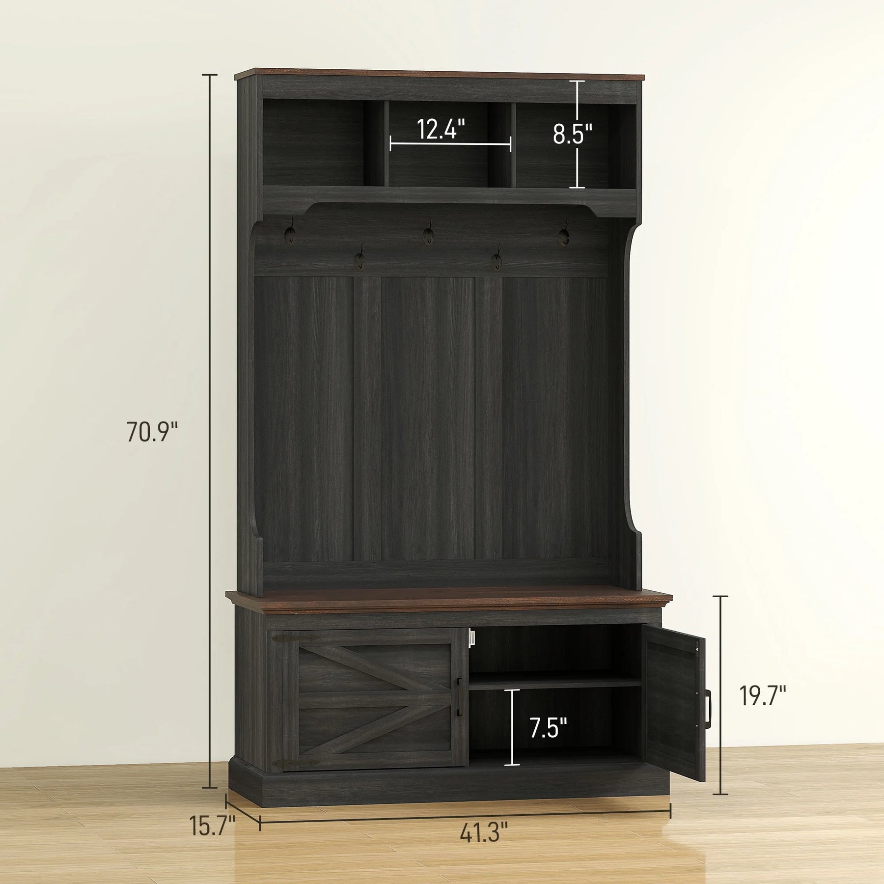 HOMCOM 3 - in - 1 Hall Tree with Shoe Storage, Standing Coat Rack with Shoe Bench - Product image 16