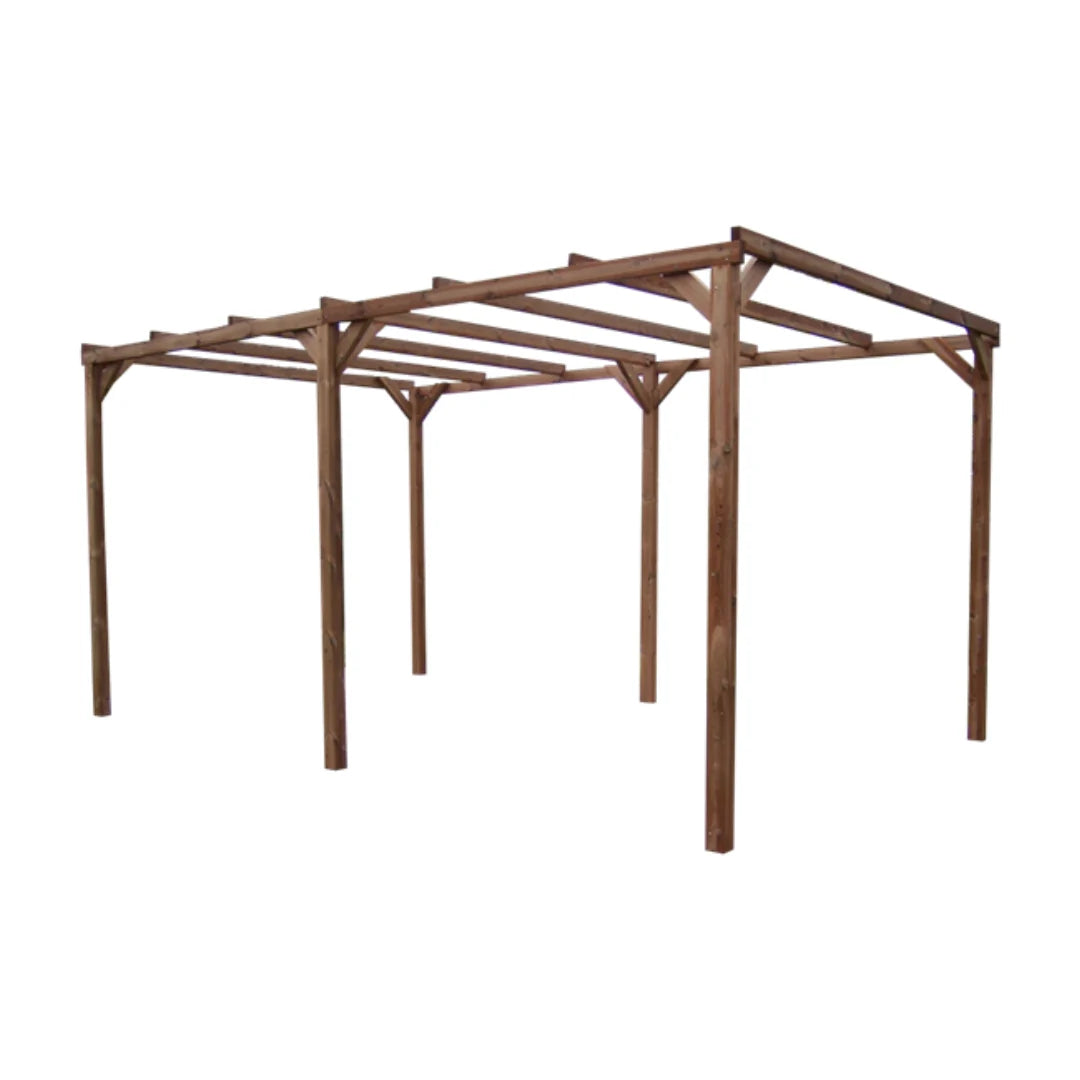 Pergola for Cars in Heat-Treated Wood 3 x 5 m -