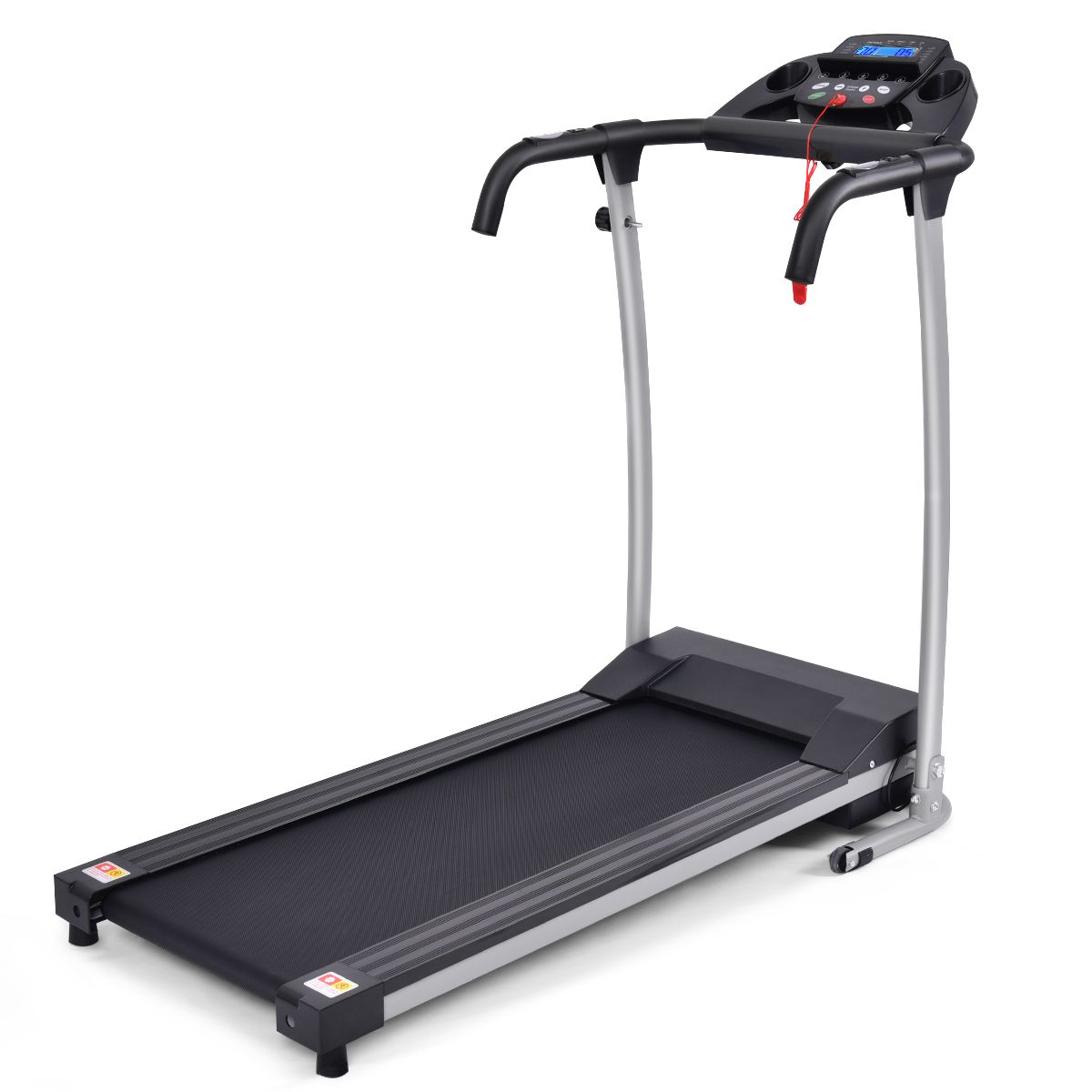 Foldable Electric Treadmill with Screen and Heart Rate Monitor with Speed from 1 to 10 km/h and 12 Programs Black -
