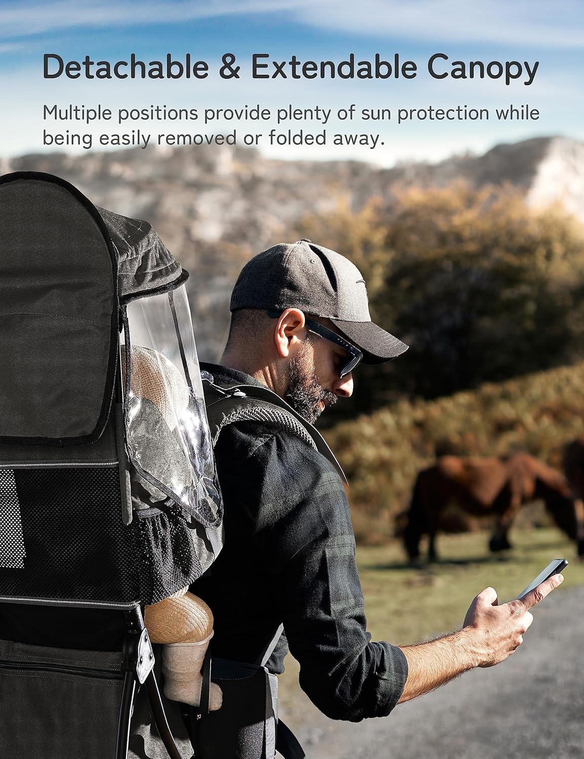 besrey Hiking baby carrier, Children's backpack, for outdoor use, Foldable - Black