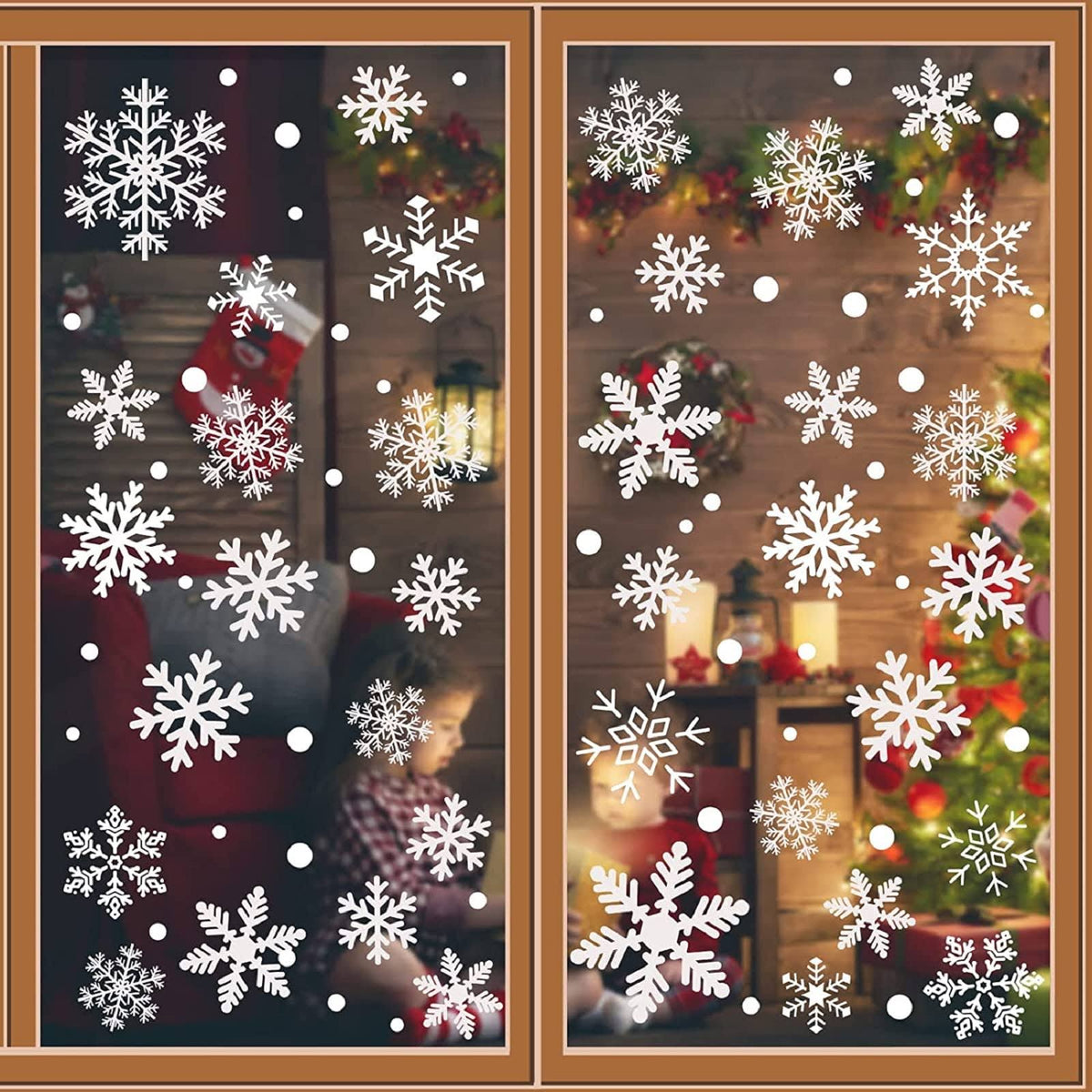 329PCS+ Christmas White Snowflakes Window Clings Decal Stickers Ornaments for Winter Frozen New Year Party - Product image 1