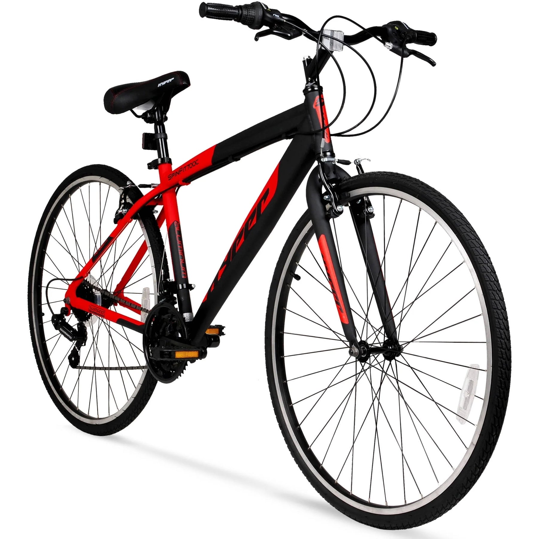 Hyper Bicycle 700c Men'S Spin Fit Hybrid Bike, Black and Red - Product image 1