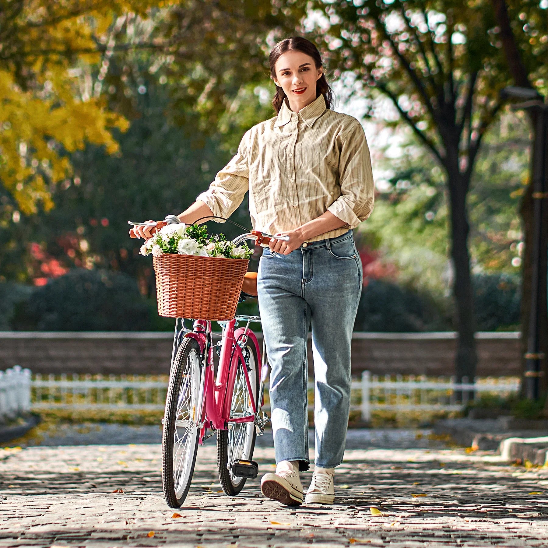 Viribus Women'S Comfort Bike 24 in Beach & City Cruiser Bicycle with Basket Rack White - Product image 19