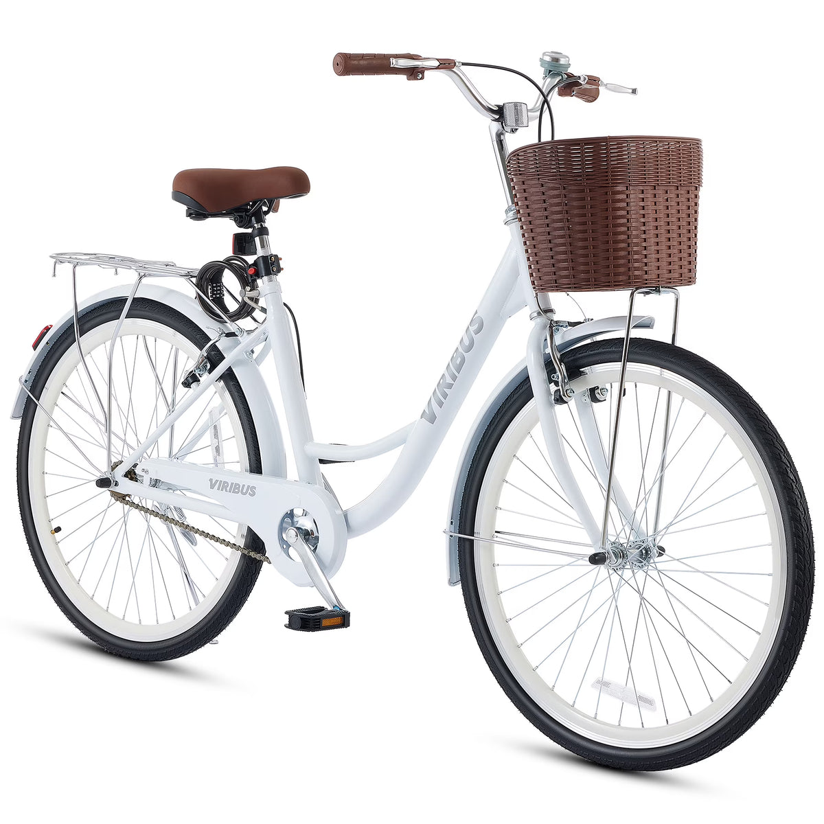 Viribus Women'S Comfort Bike 24 in Beach & City Cruiser Bicycle with Basket Rack White - Product image 1