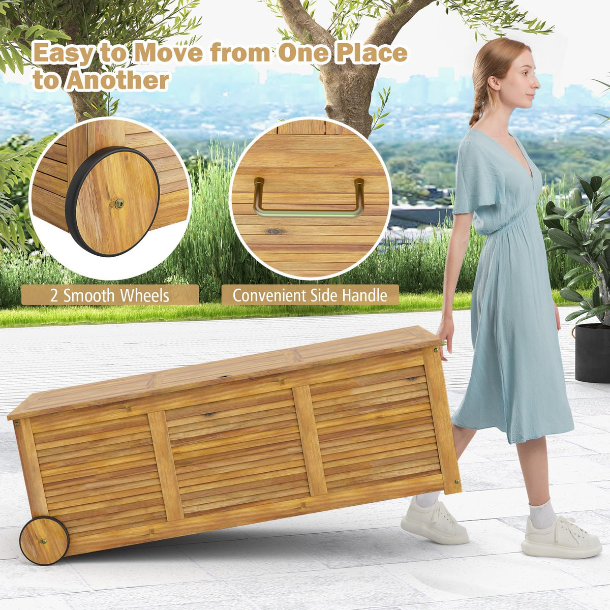 Tangkula 48 Gallon Outdoor Storage Box with Wheels - Product image 5