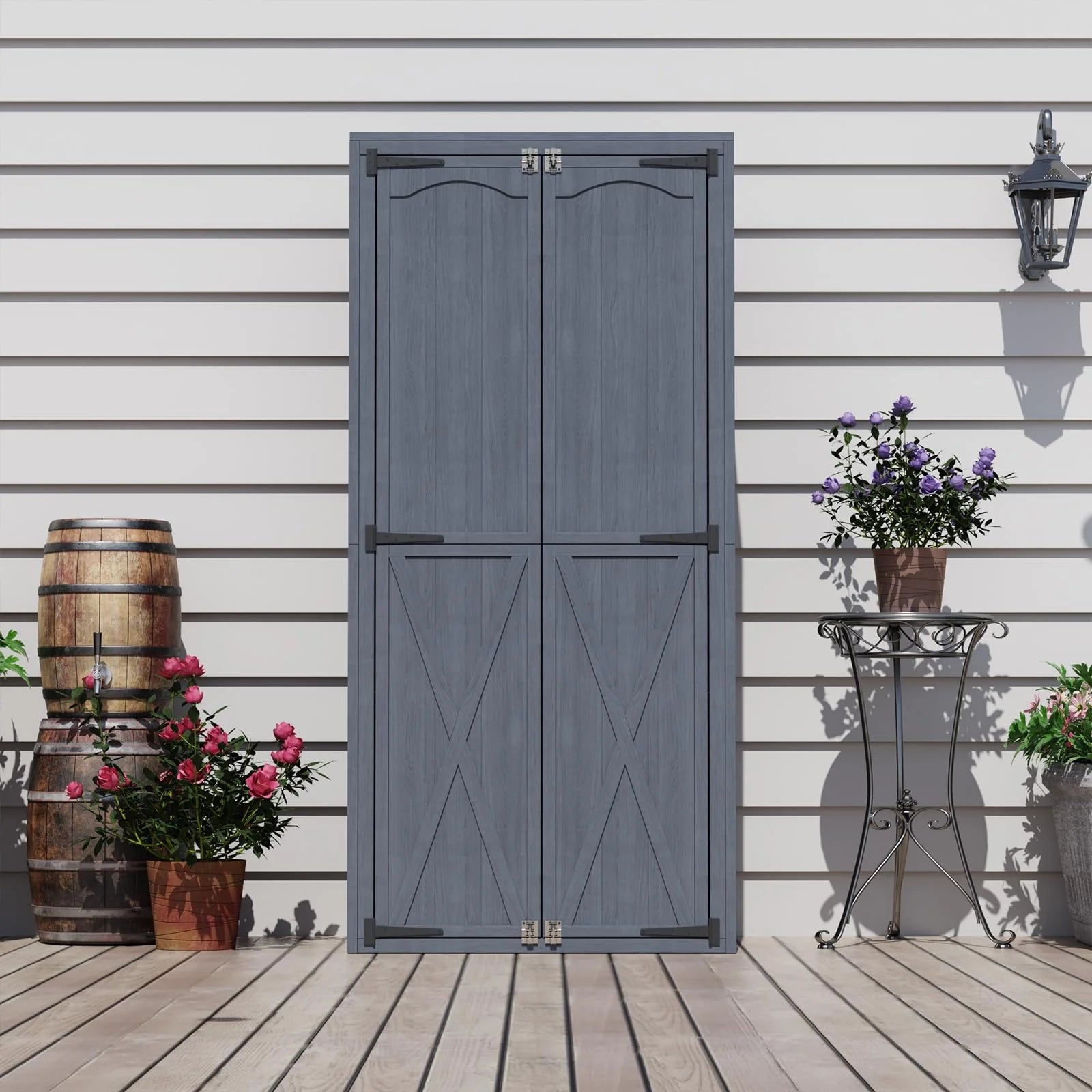 AECOJOY Outdoor Wooden Storage Cabinet Weatherproof, Garden Vertical Storage Shed with 3 Adjustable Shelves - Product image 8