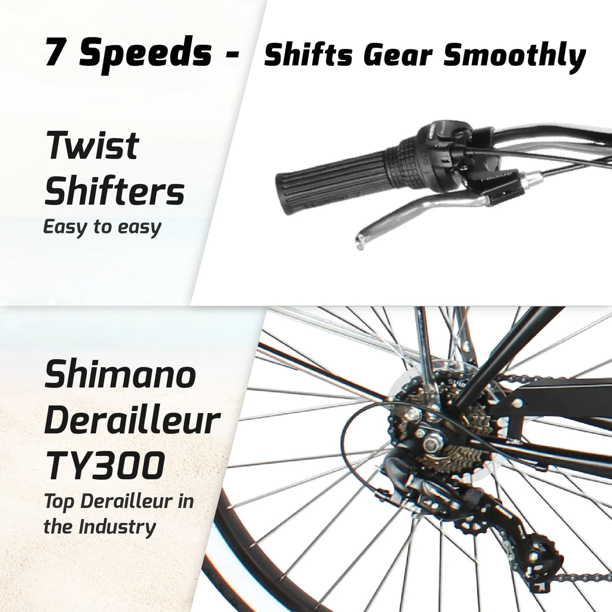 TRACER TAHA Beach Cruiser Bike for Men, 26 in Wheels, Hi Ten Steel Frame, 7 Speed, Hybrid Bike for Adults - Product image 3