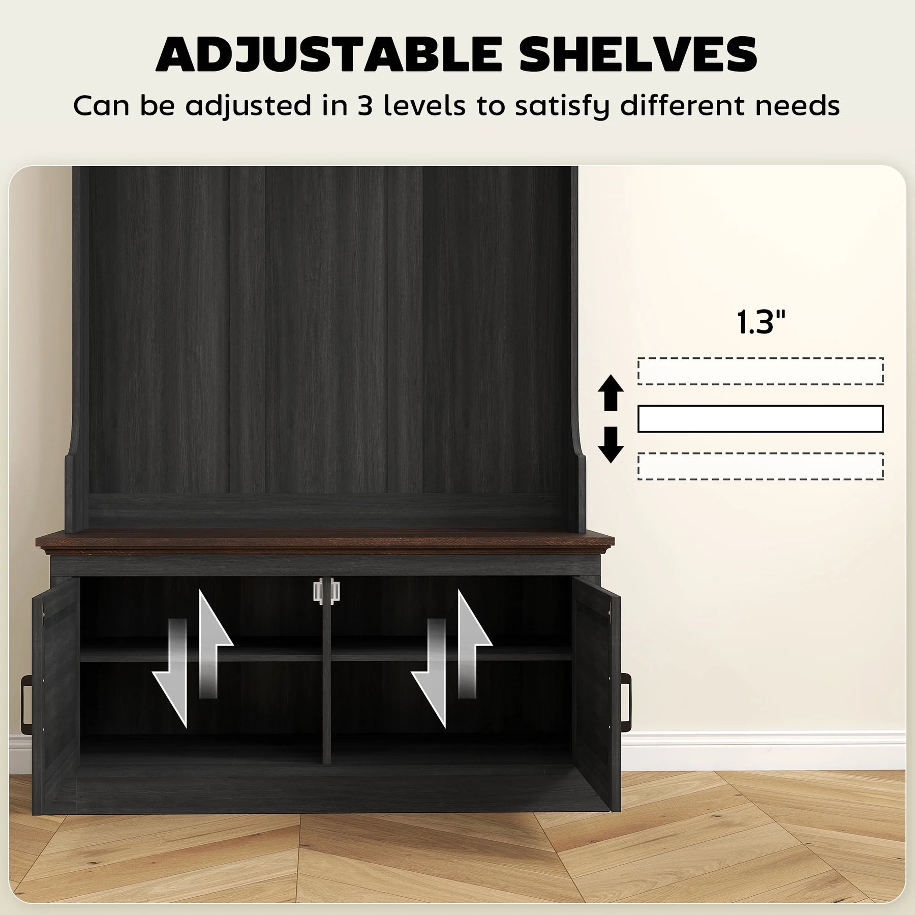 HOMCOM 3 - in - 1 Hall Tree with Shoe Storage, Standing Coat Rack with Shoe Bench - Product image 15