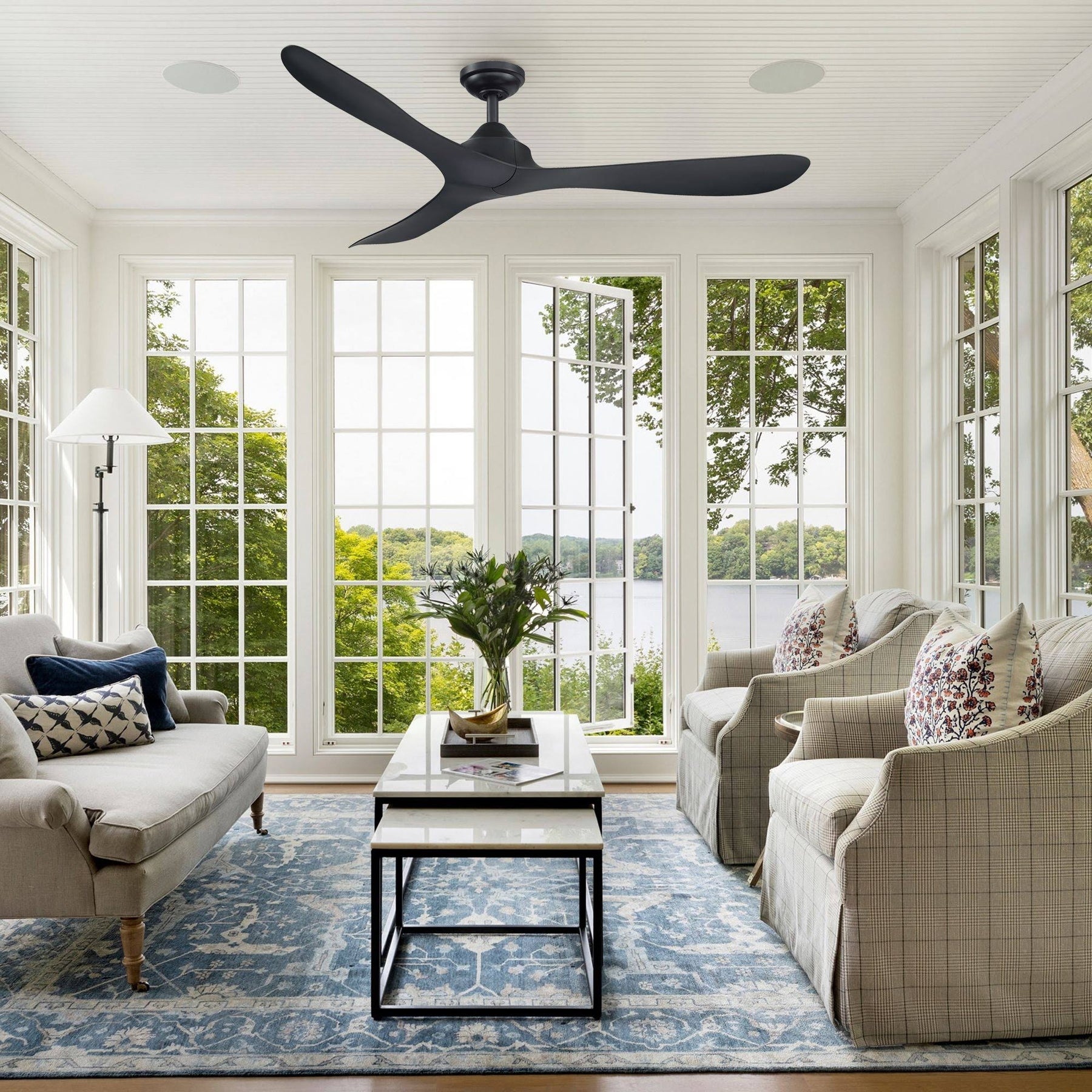 56" 3-Blade Propeller Ceiling Fan with Remote - Matte Black - Product image 1