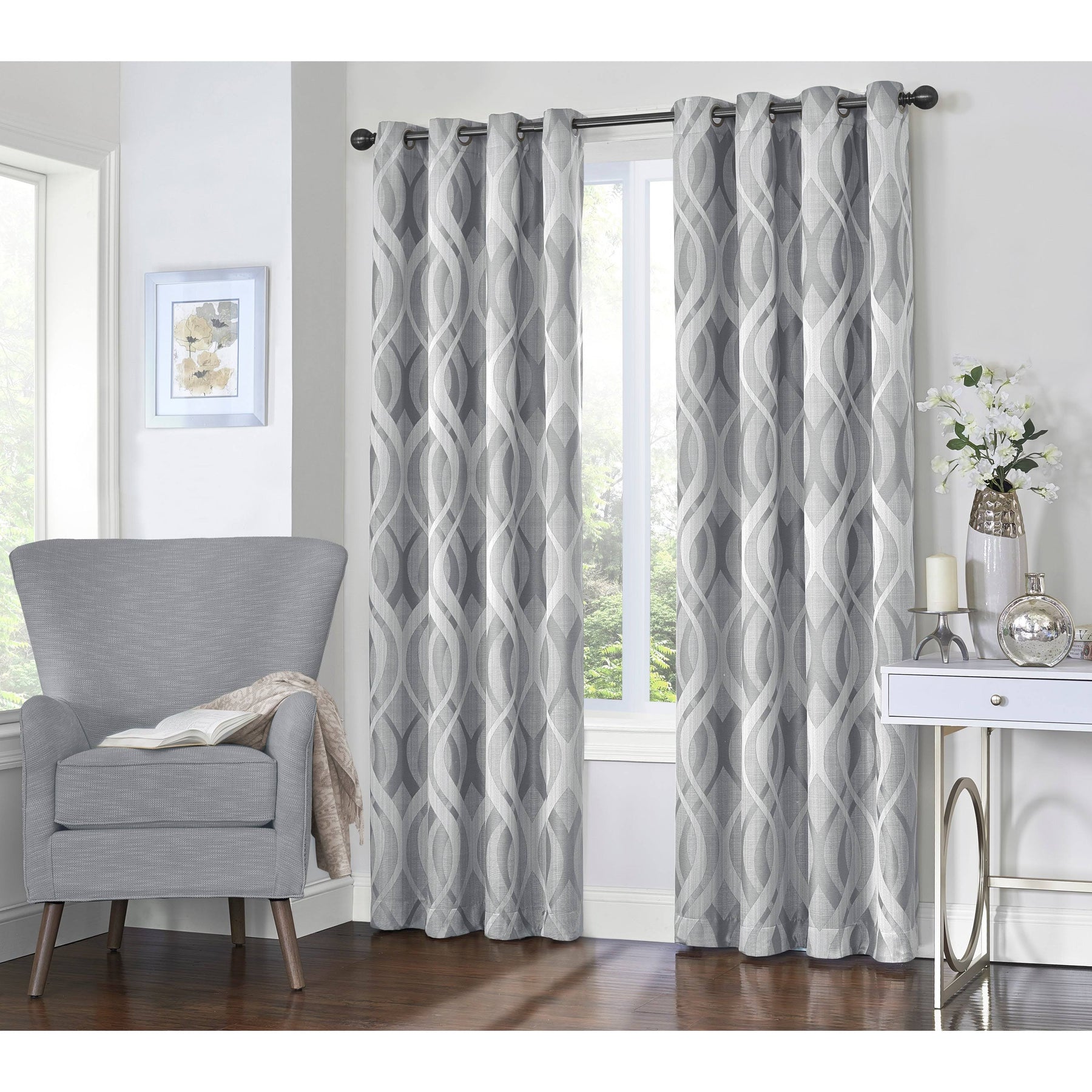 Eclipse Caprese Blackout Window Curtains, Grey, 52x63 - Product image 1