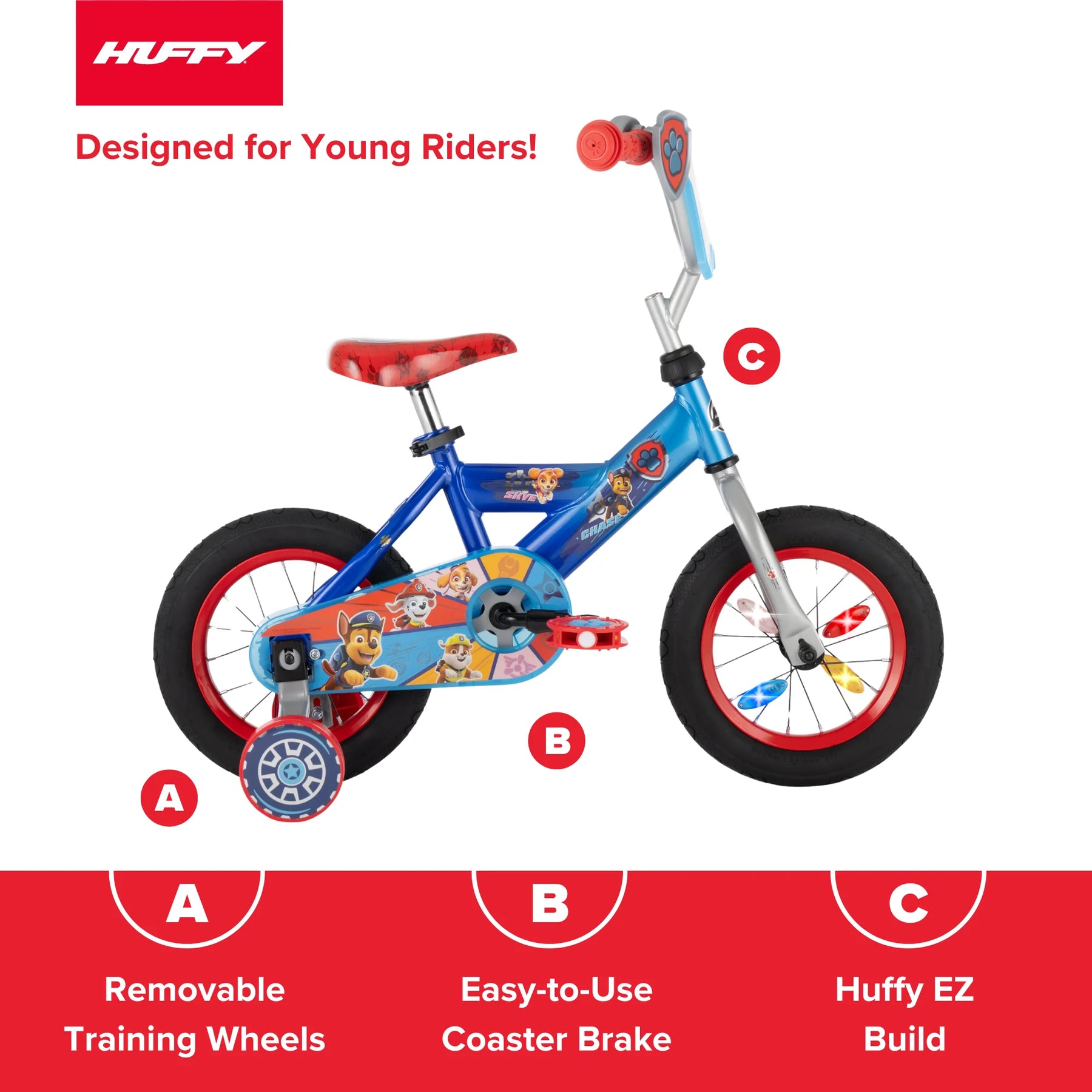 Huffy 12" Paw Patrol Kids' Bike, Fits Riders 3'1" - 3'5", Blue, Child, Boy'S - Product image 4