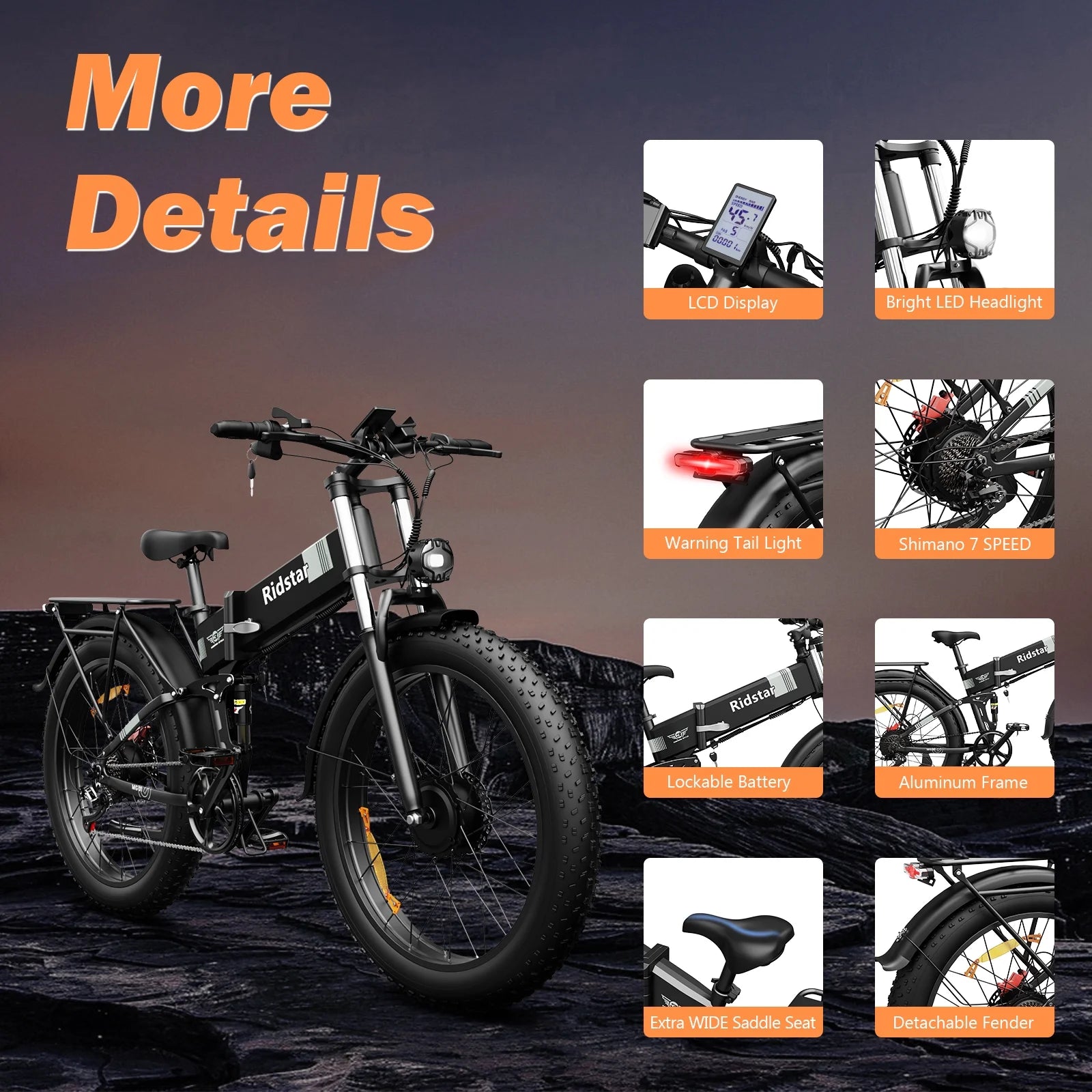 Dual Motor PEAK 3000W Electric Bike for Adults, 31mph 48V 23ah Electric Bicycle - Product image 30