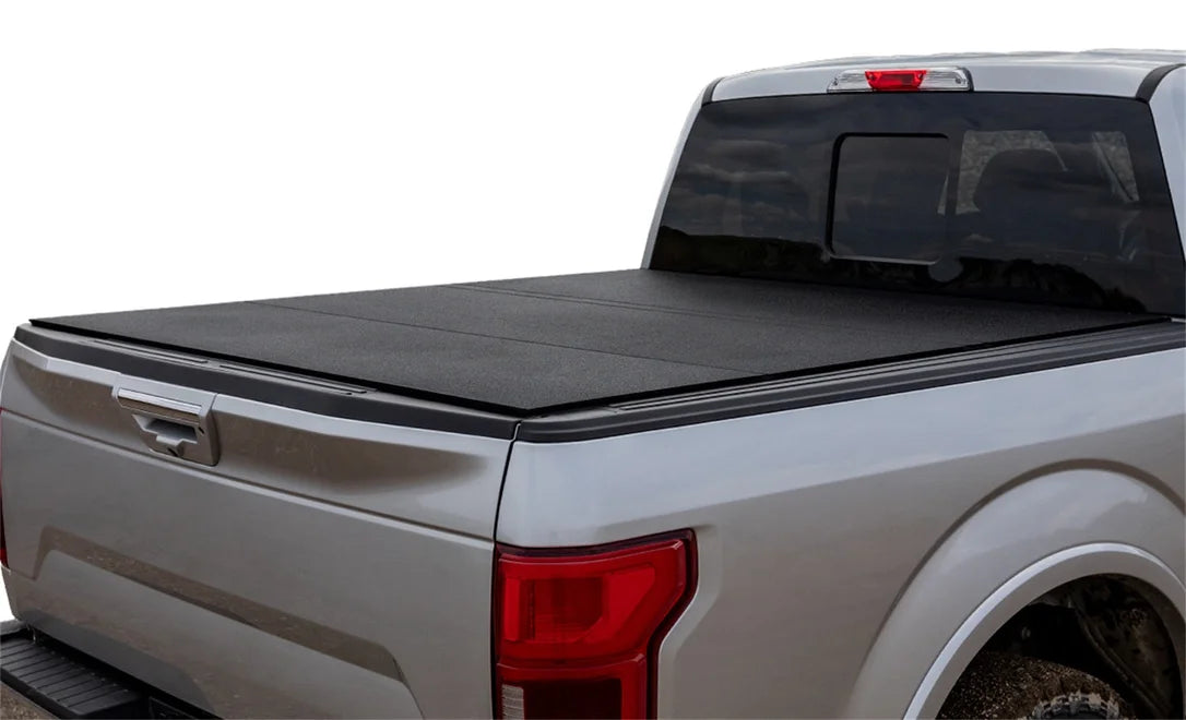 Access B3080019 - 2022+ Rivian R1T 4ft 6in Bed (w/ OEM Tonneau Track) LOMAX Folding Hard Cover - Black Urethane