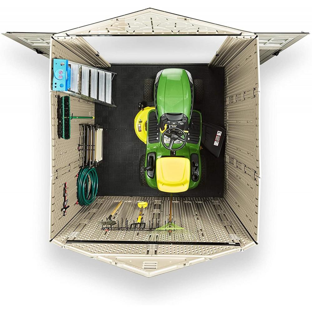 77 Ft Durable Weather Resistant Resin Outdoor Garden Storage Shed with Windows and Utility Hooks, Sand - Product image 6