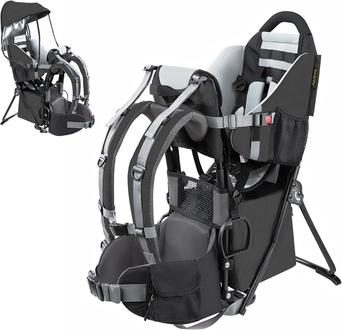 besrey Hiking baby carrier, Children's backpack, for outdoor use, Foldable - Black